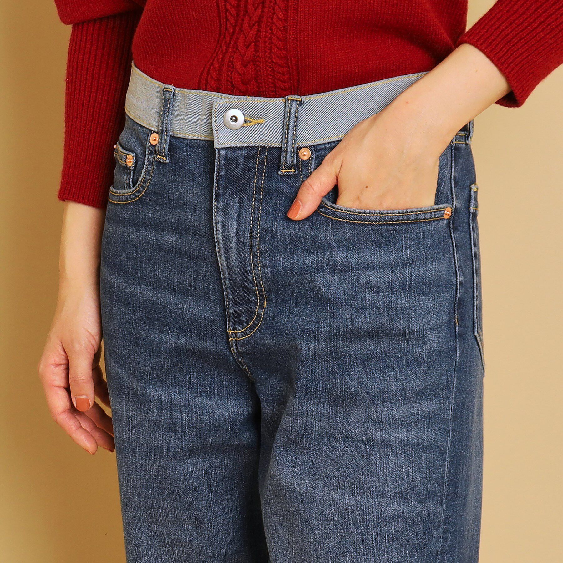 Dessin「【ユニセックス・洗える】テーパードストレッチデニム」|デニム|