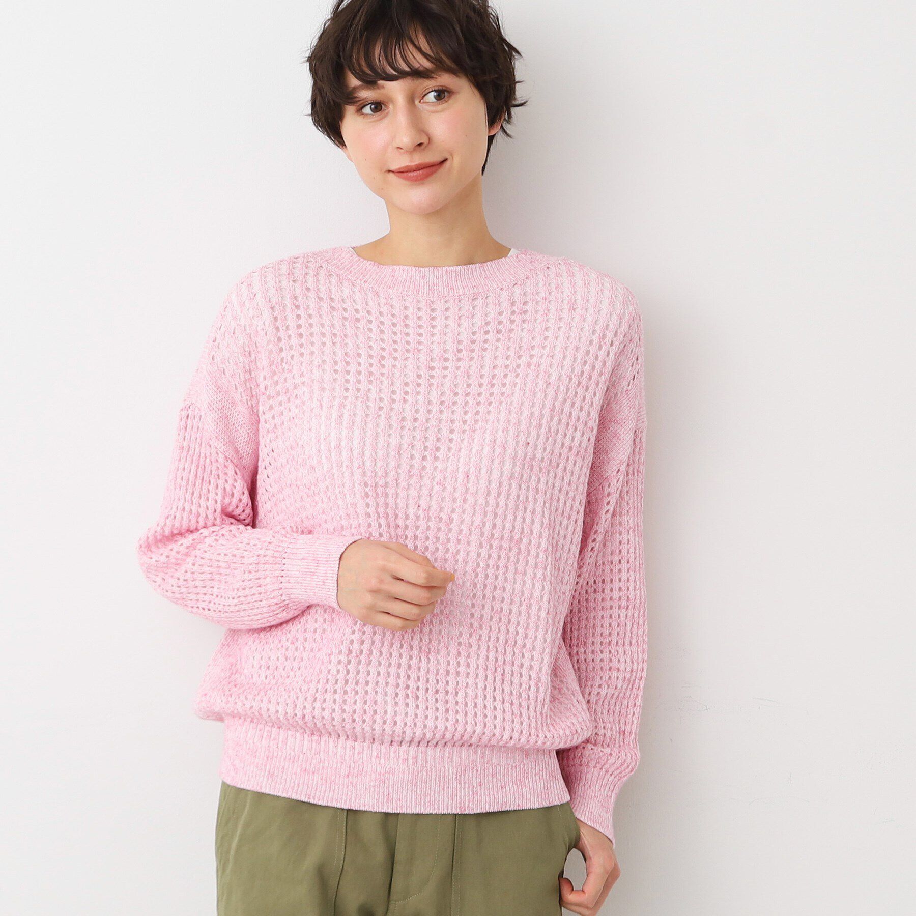 Dessin「【洗える】メッシュニット（S～L）」|ニット・セーター|ピンク(071)
