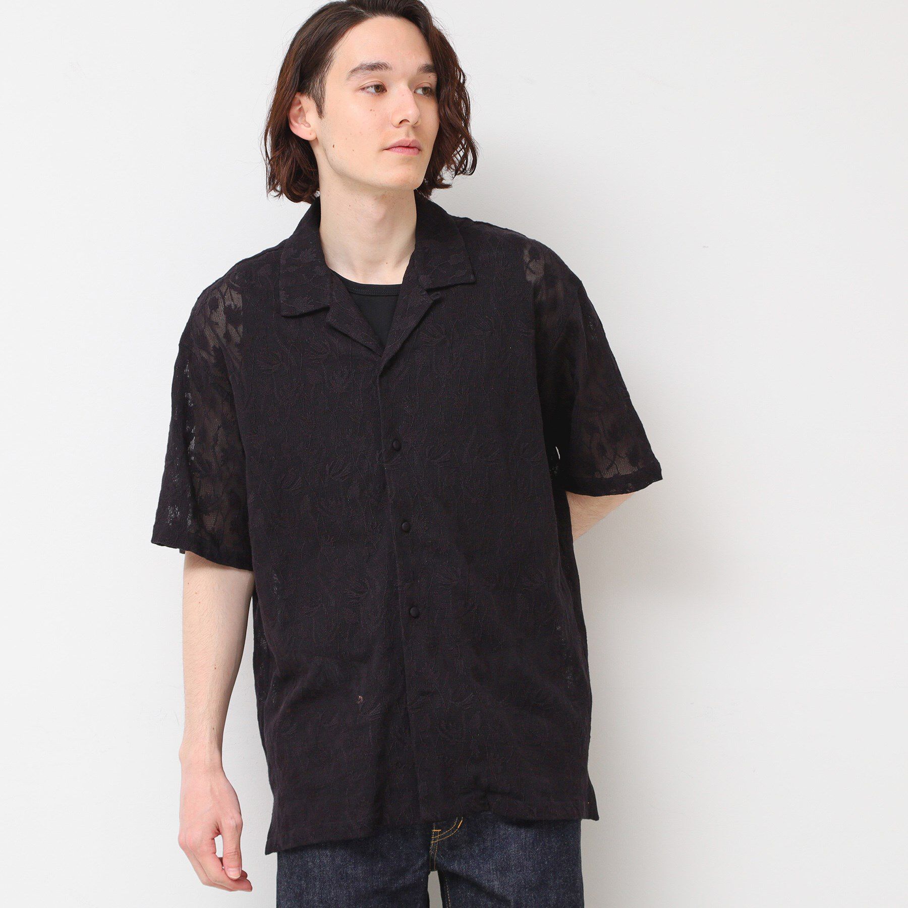 Dessin「【洗える・インド刺繍】インドレースシャツ」|シャツ・ブラウス|ブラック(019)