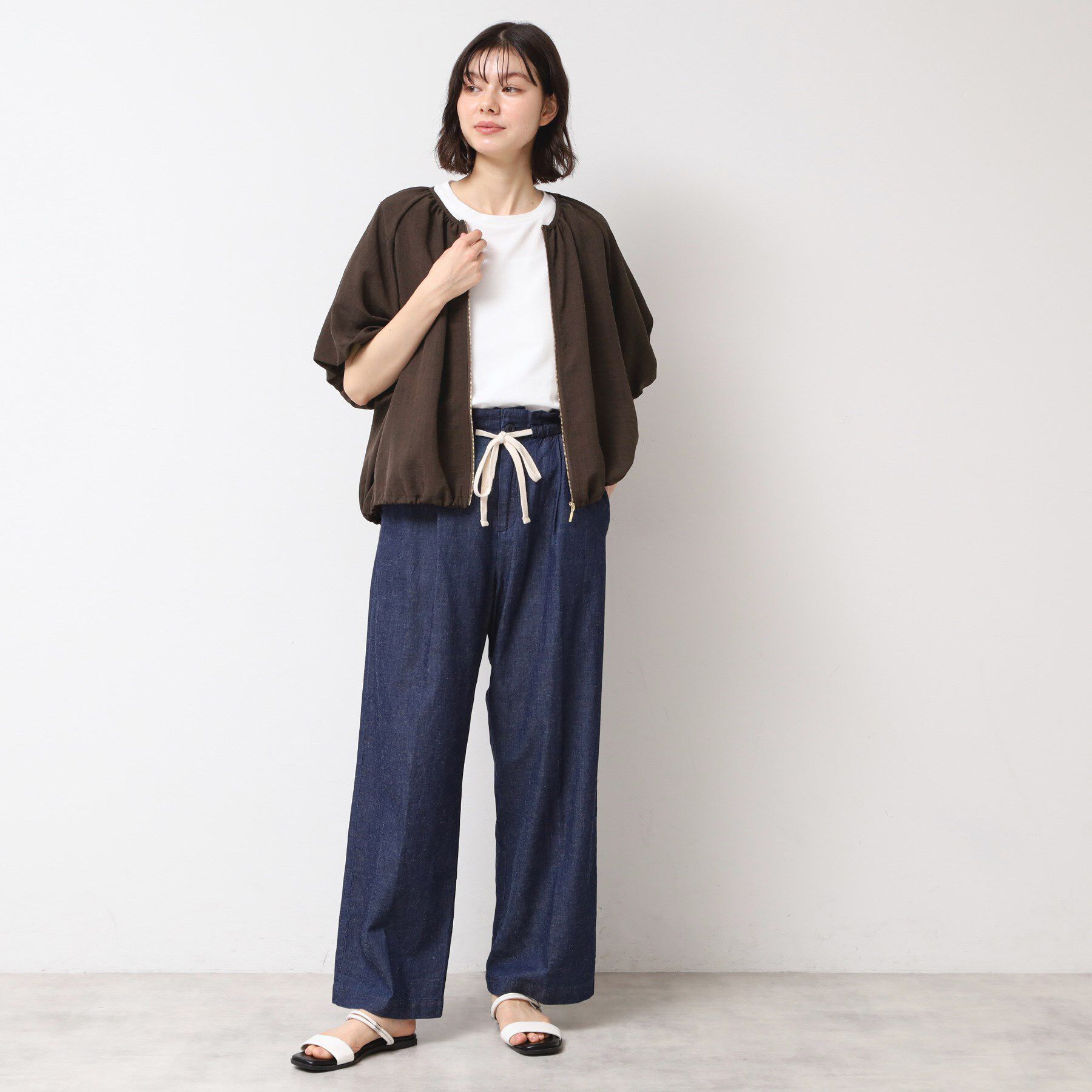 Dessin「【洗える】ドローコード付きバルーン袖ブルゾン」|ブルゾン・スタジャン|