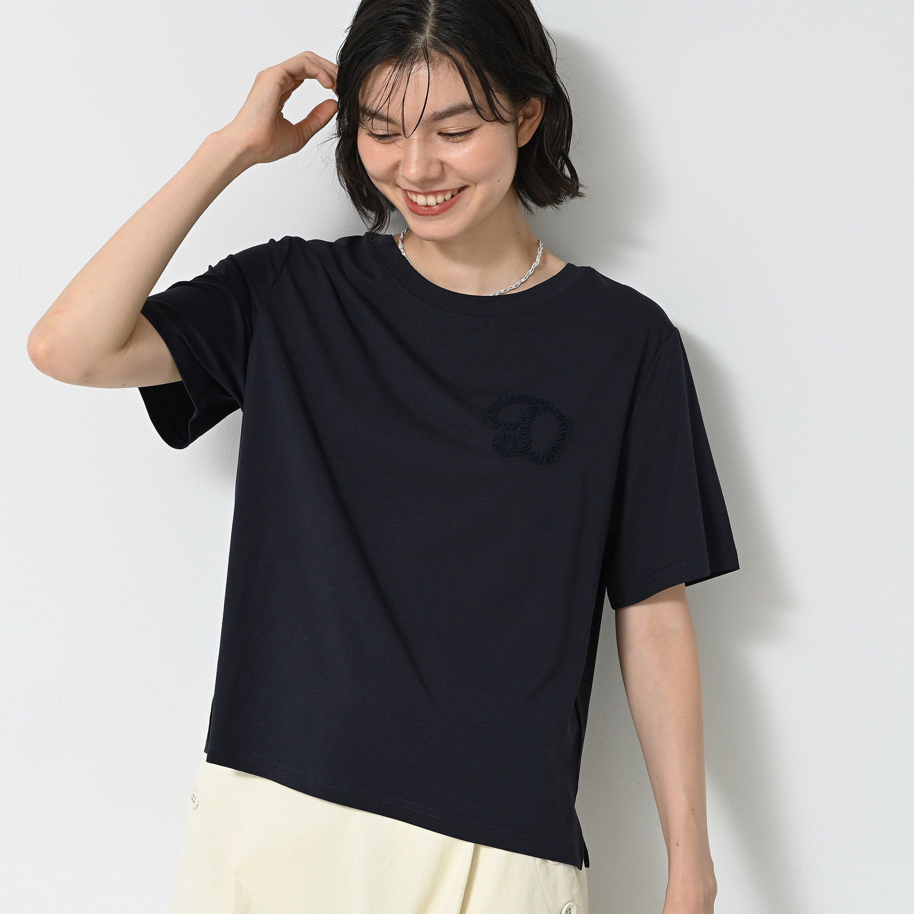 Dessin「【洗える】チュール刺繍Tシャツ」|Tシャツ・カットソー|