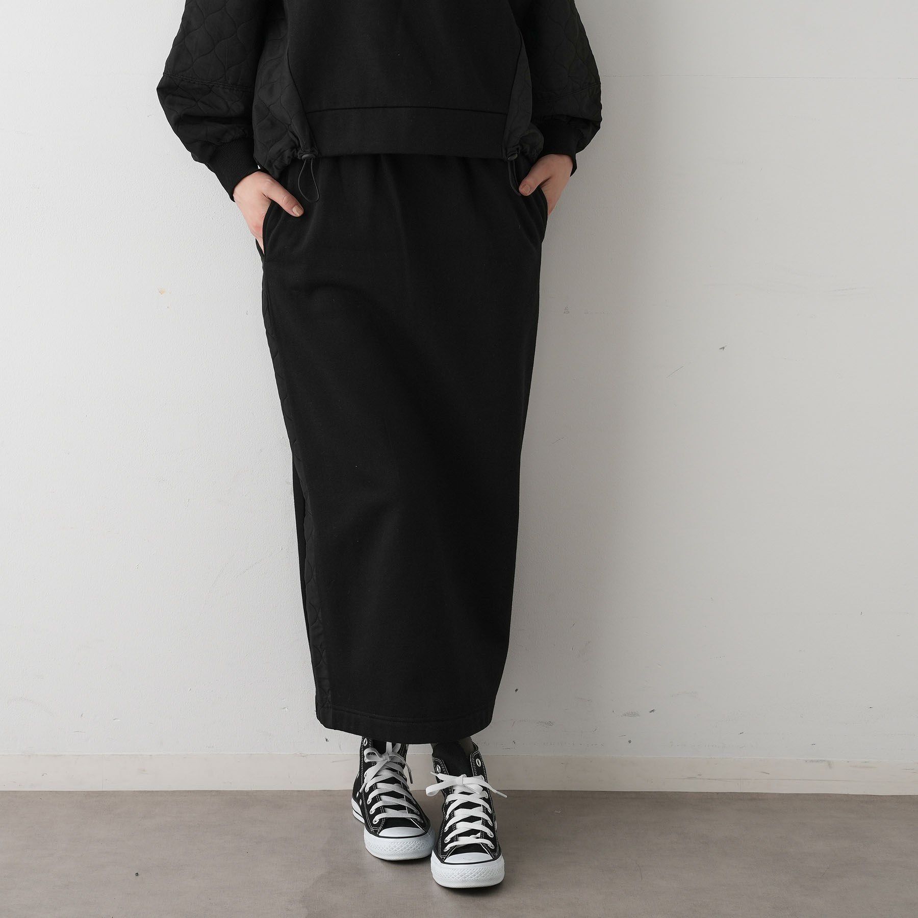 Dessin「【セットアップ可/ウエストゴム】裏毛Iラインスカート」|スカート|ブラック(019)