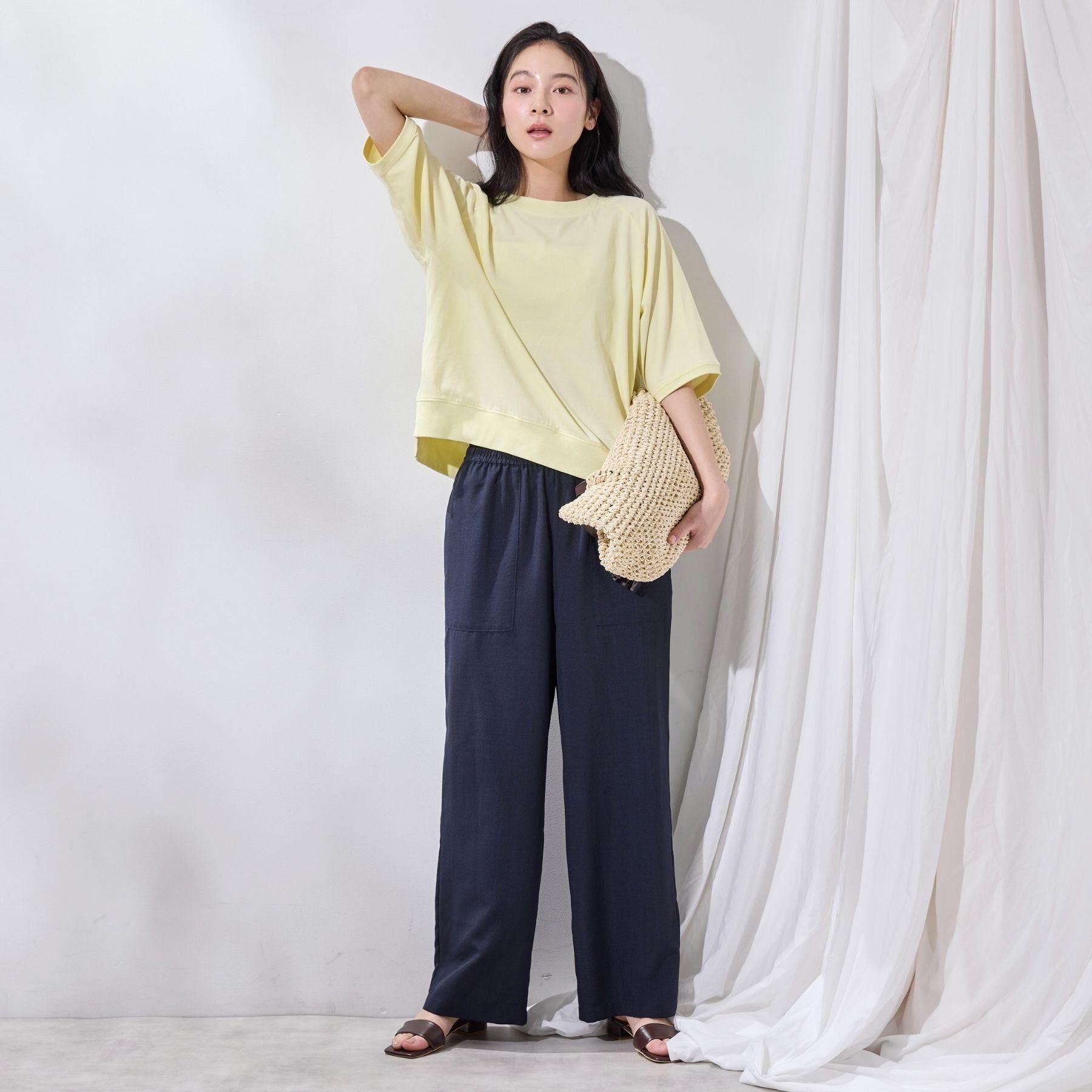 Dessin「【接触冷感/ウエストゴム/洗える】イージーワイドパンツ」|その他|