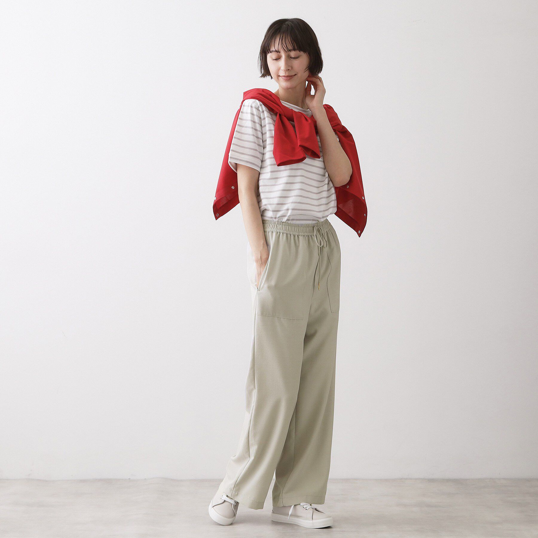 Dessin「【接触冷感/ウエストゴム/洗える】イージーワイドパンツ」|その他|