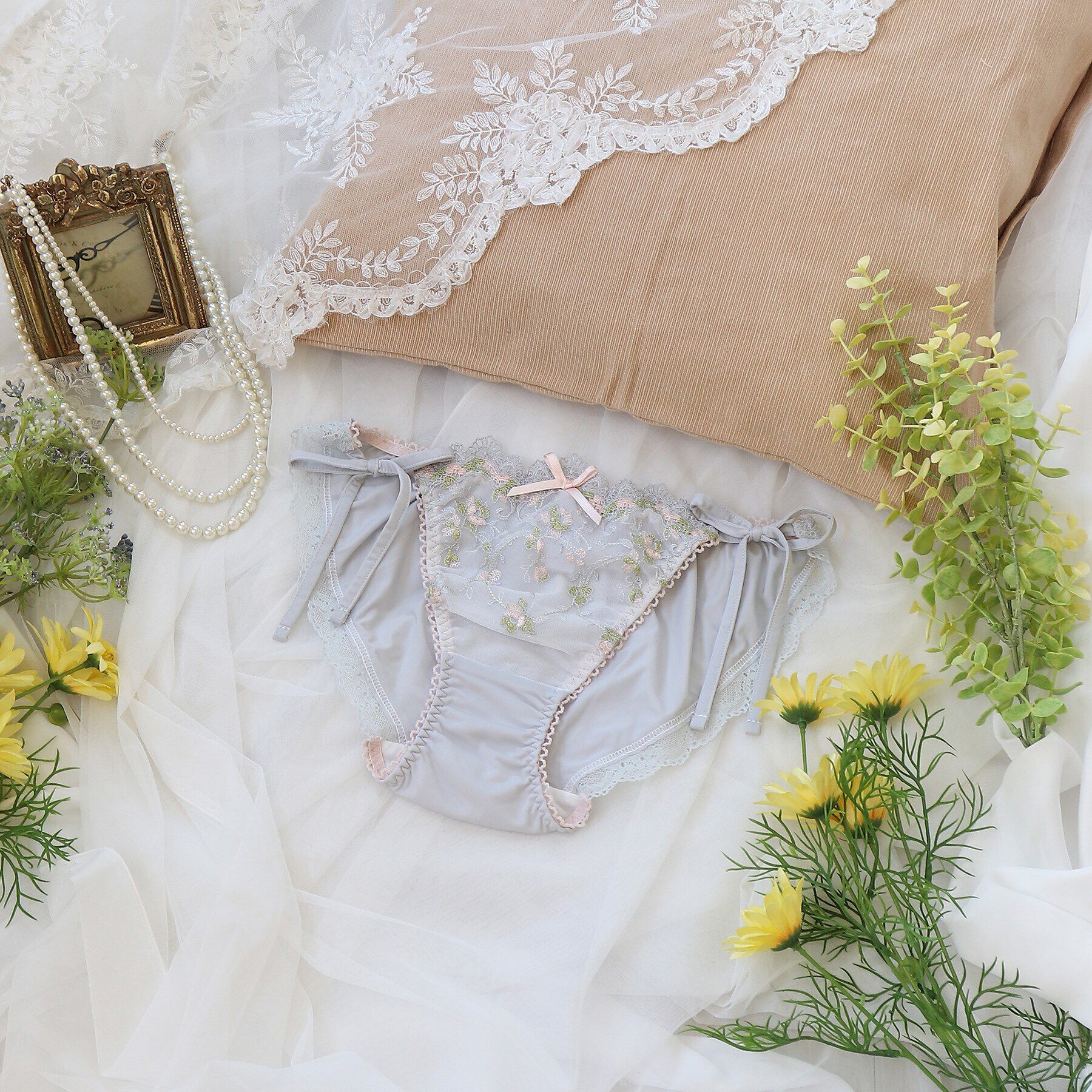 Risa Magli「アリッサ リボンショーツ」|インナー|グレー(010)