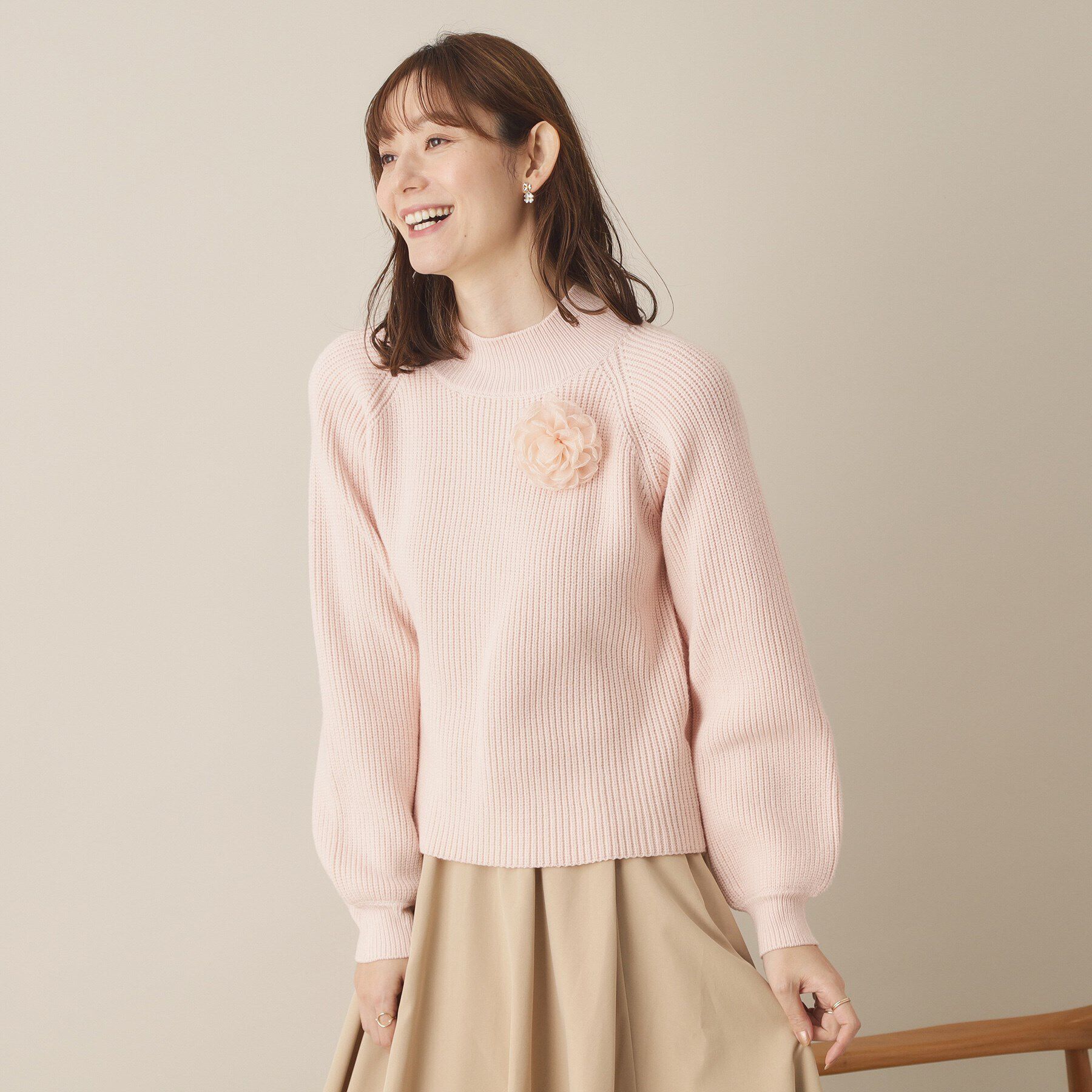 ITS&rsquo;DEMO「【手洗い可】コサージュ付きニット」|ニット・セーター|