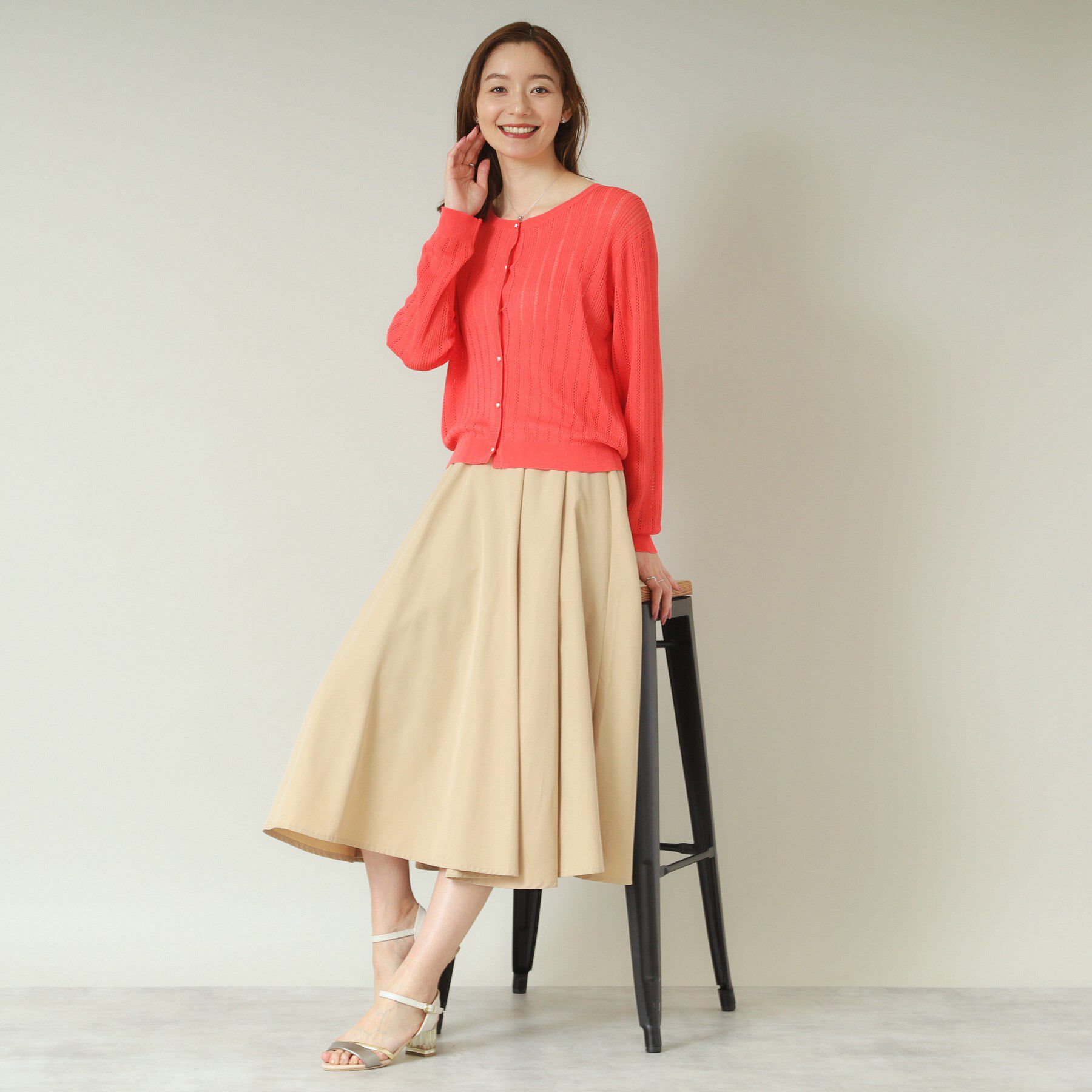 ITS&rsquo;DEMO「【手洗い可】透かし編みクルーカーデ」|カーディガン|