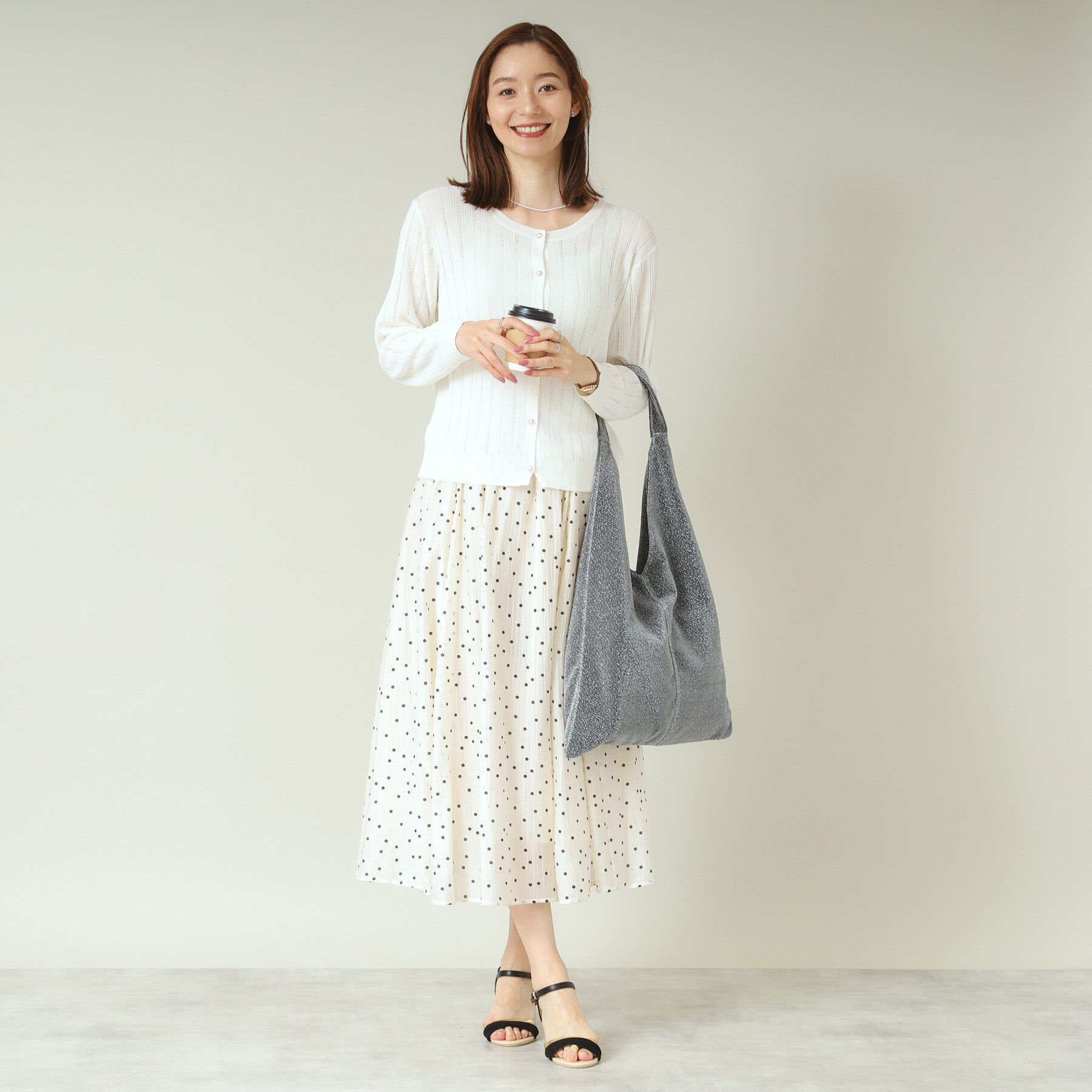 ITS&rsquo;DEMO「【手洗い可】透かし編みクルーカーデ」|カーディガン|