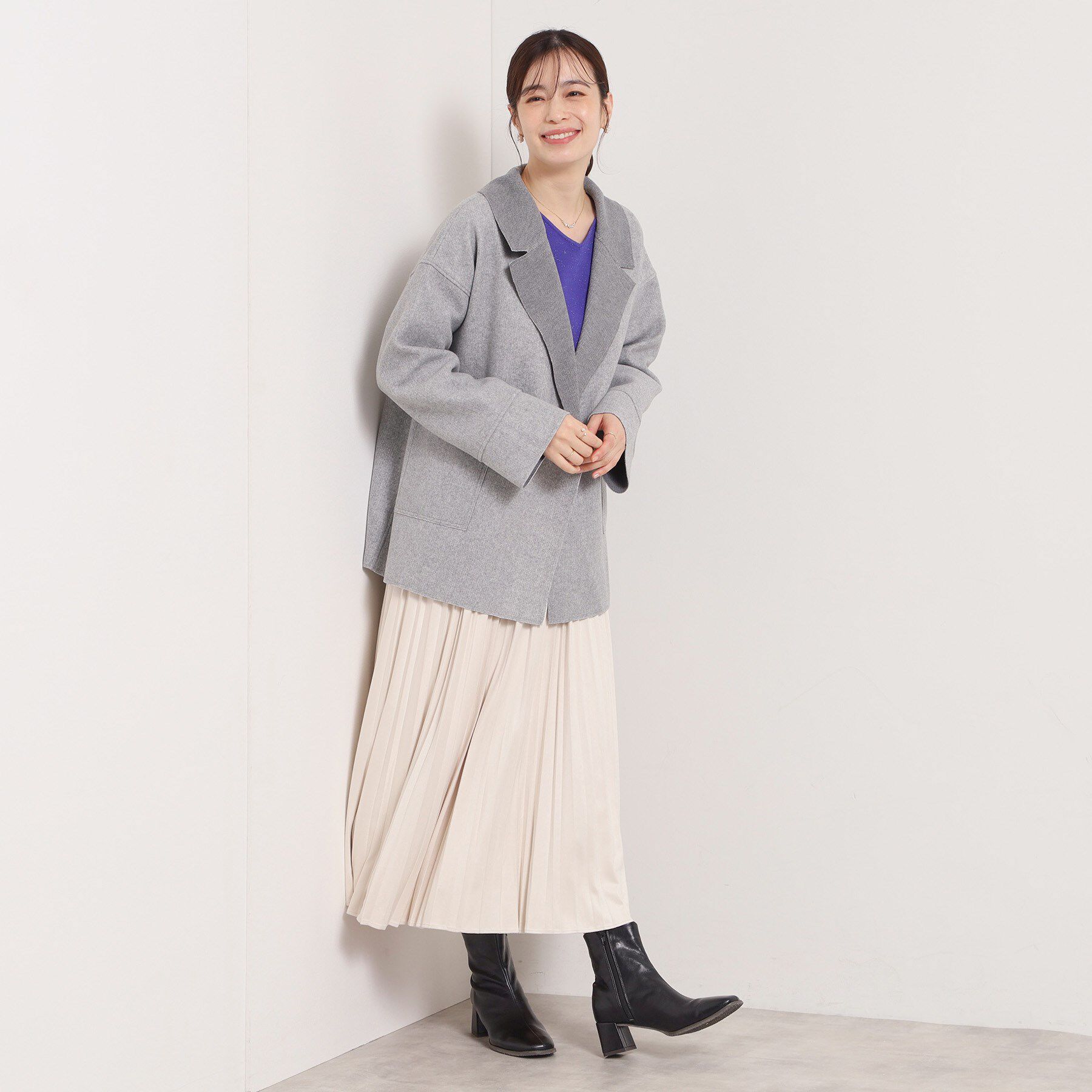 ITS&rsquo;DEMO「裏リブミディ丈ダブルコート」|チェスターコート|