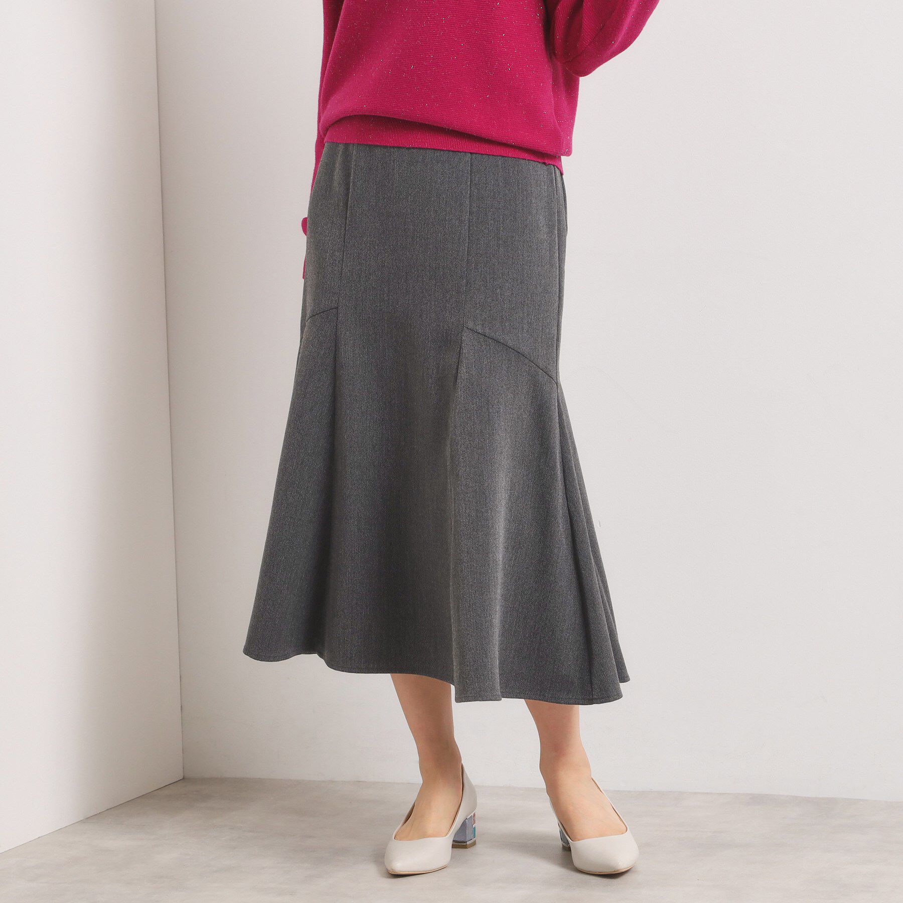 ITS&rsquo;DEMO「【手洗い可/ウエストゴム】ヘリンボーンマーメイドスカート」|スカート|