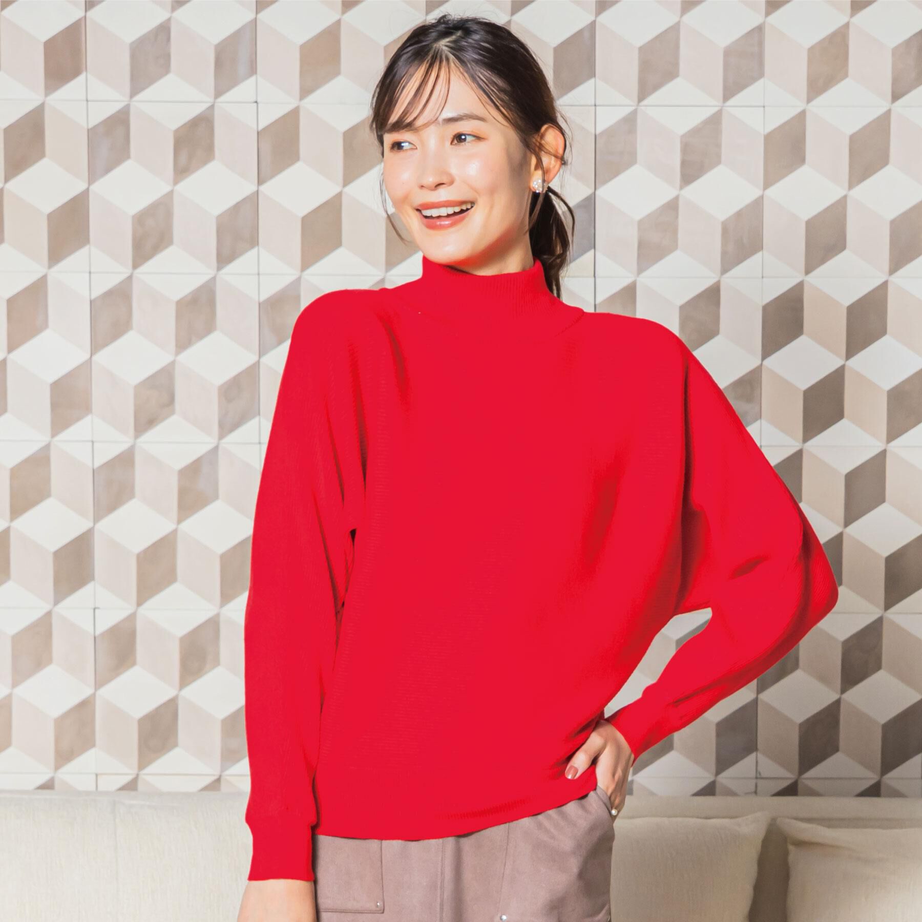 ITS&rsquo;DEMO「【手洗い可】リブドルマンハイネックニット」|ニット・セーター|