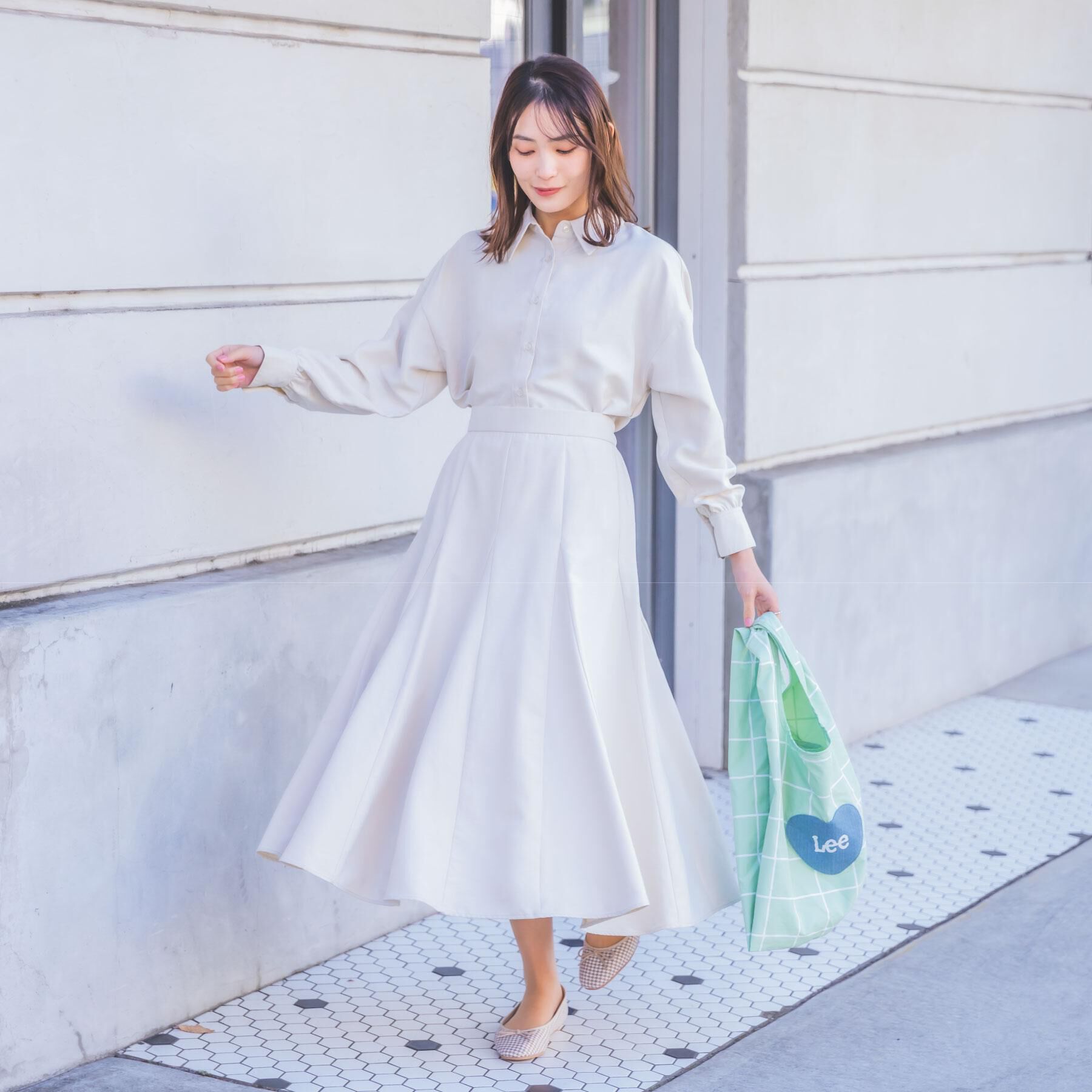 ITS&rsquo;DEMO「【手洗い可／セットアップ可】サテンピーチシャツ」|シャツ・ブラウス|