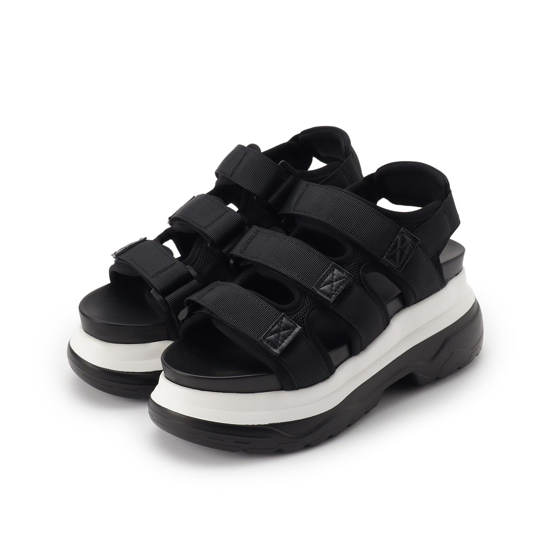 csT&P「軽量厚底2段ソール スポーツサンダル」|サンダル|ブラック(019)