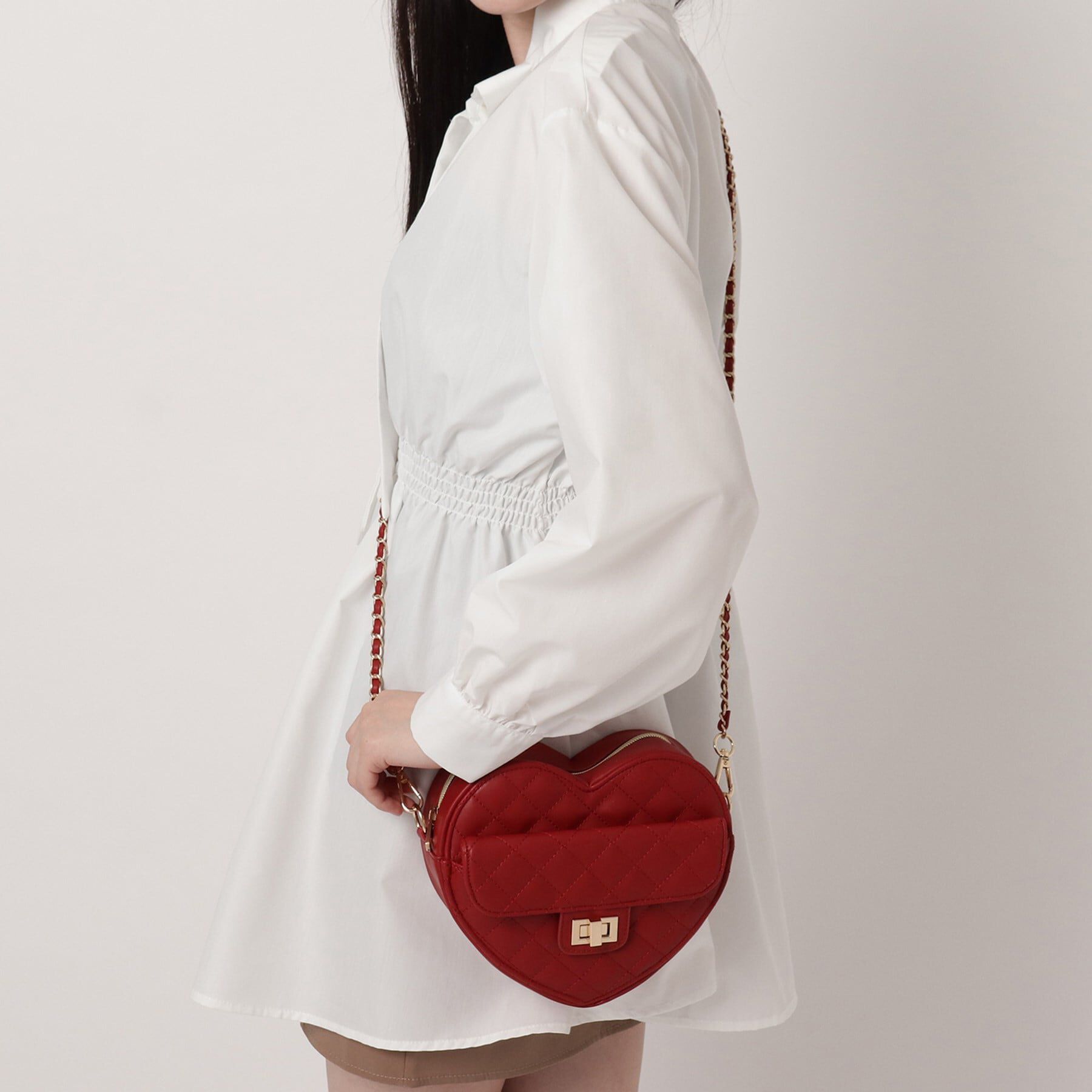 Ober Tashe「ハート キルト チェーンベルト ショルダーバッグ」|ショルダー・メッセンジャー|