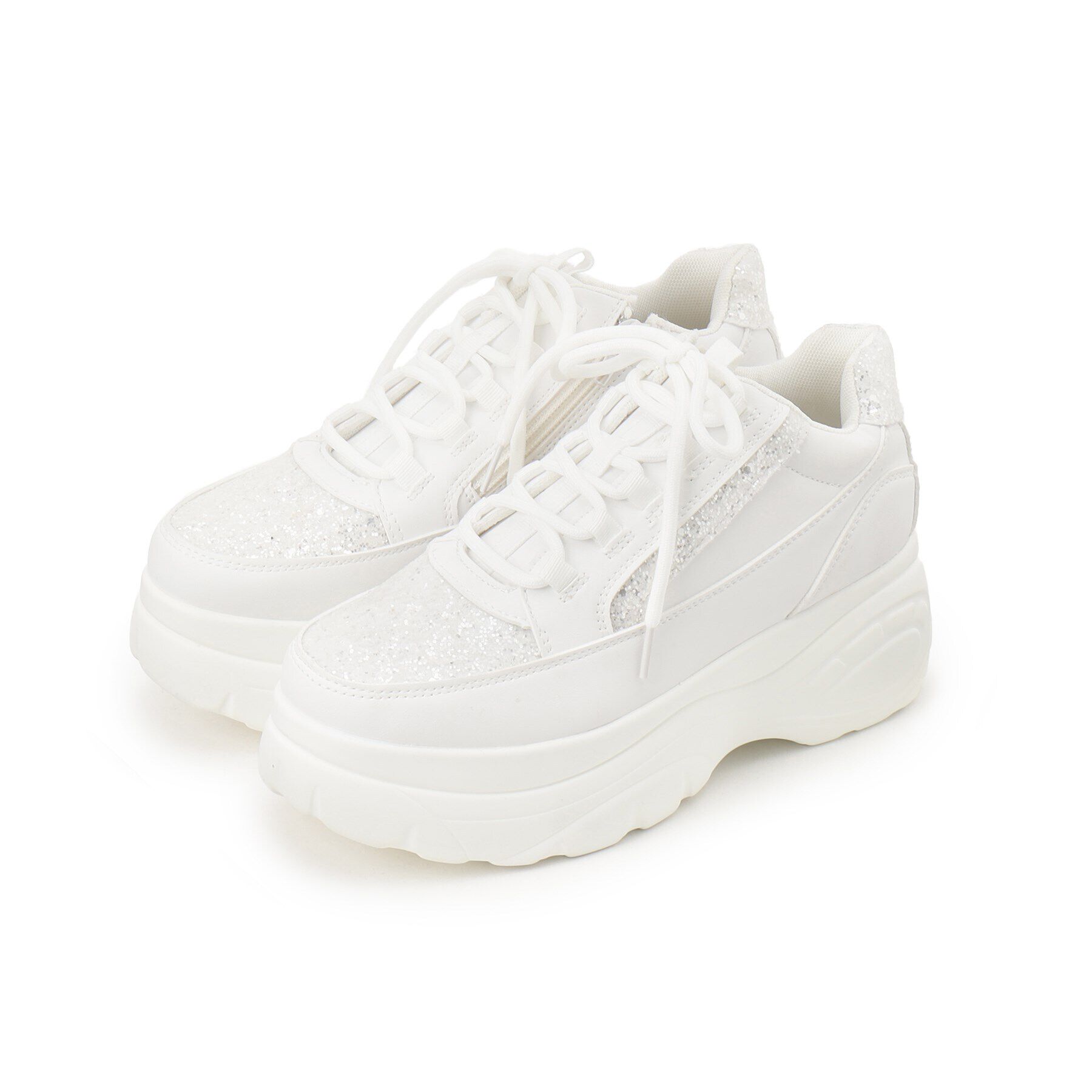 csT&P「ファスナー付グリッター厚底スニーカー」|スニーカー|ﾎﾜｲﾄ(001)