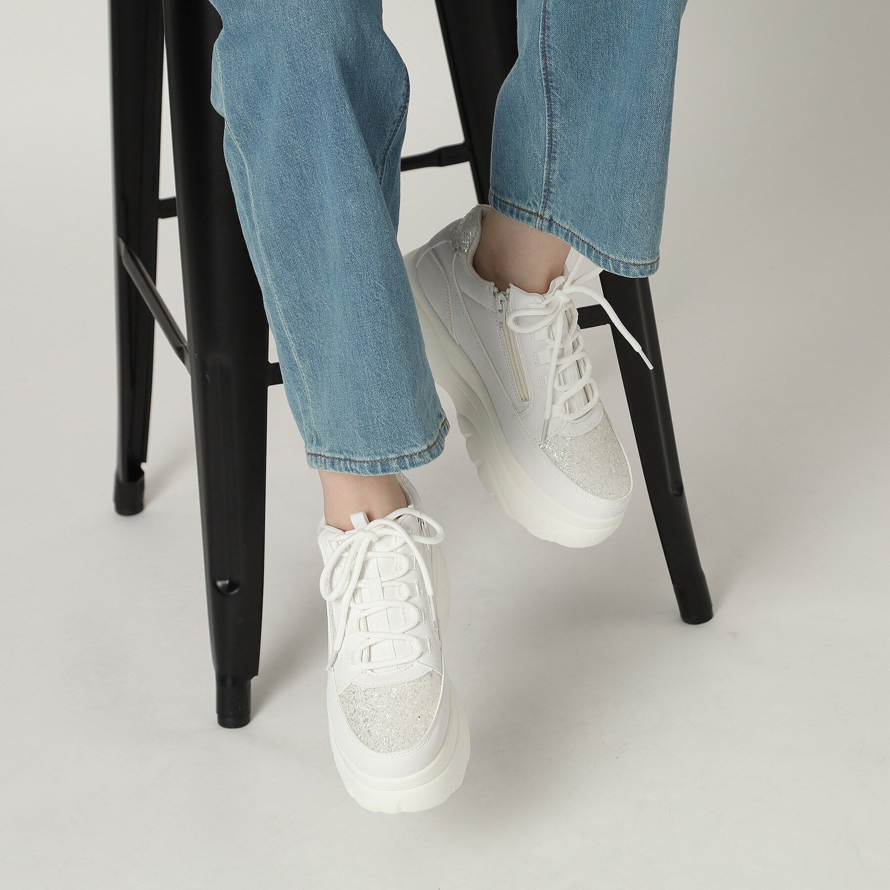 csT&P「ファスナー付グリッター厚底スニーカー」|スニーカー|