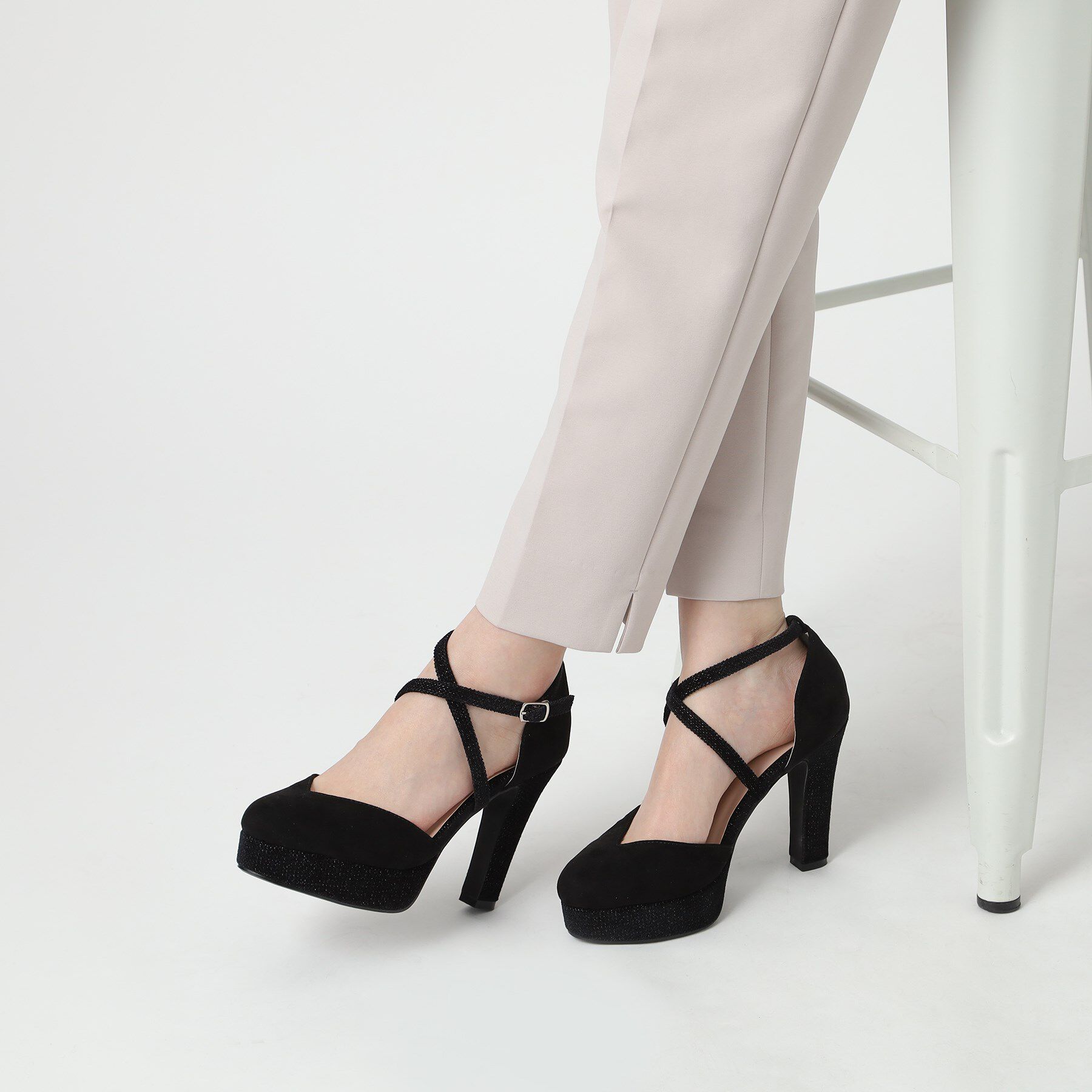 ESPERANZA「クロスストラップハイヒールセパレートパンプス」|パンプス|