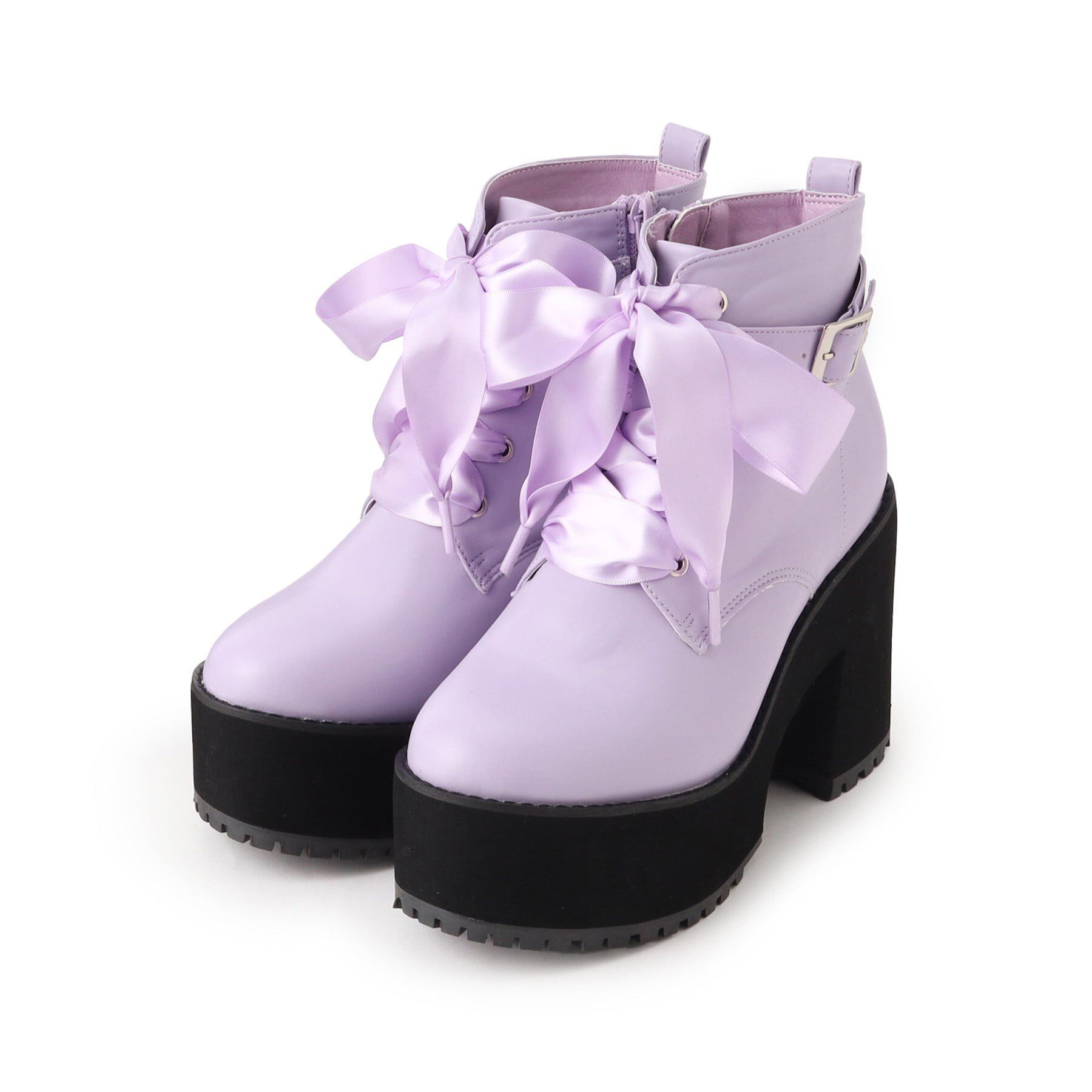 csT&P「厚底レースアップブーツ」|ショートブーツ|ﾊﾟｰﾌﾟﾙ(083)