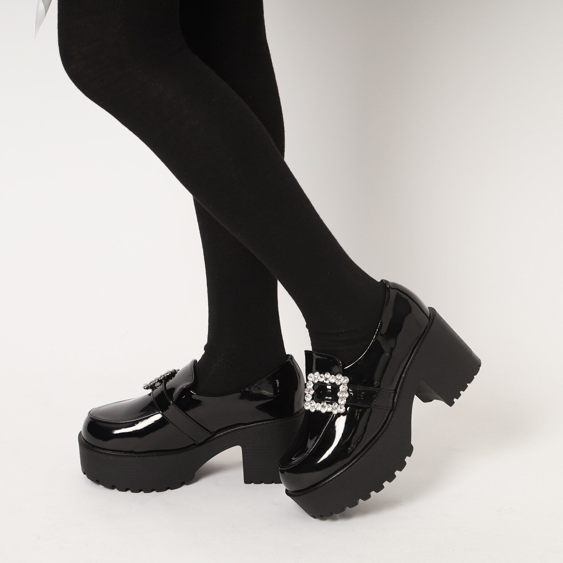 csT&P「厚底キラキラストーンバックル ローファーパンプス」|パンプス|