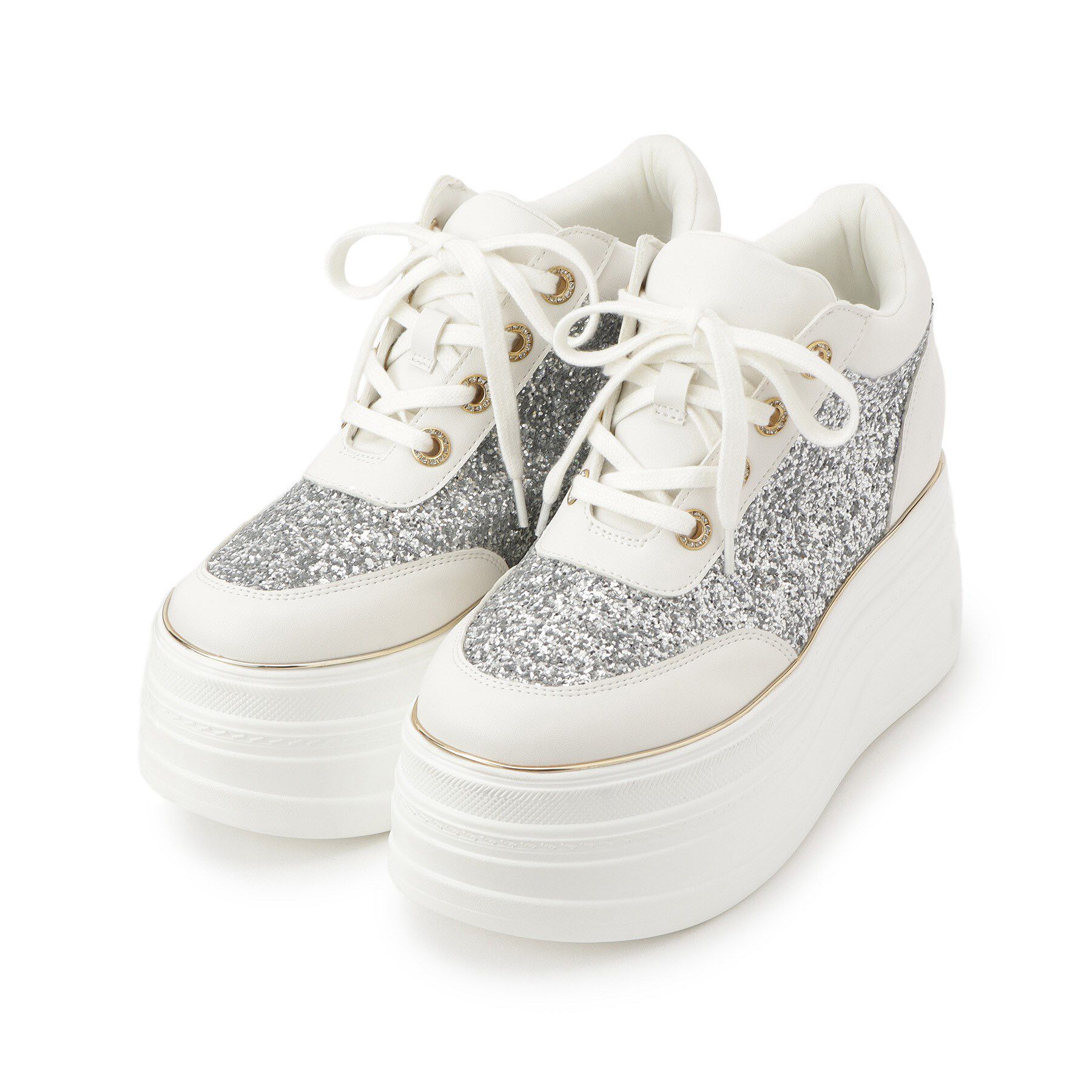 ESPERANZA「ゴールドライン厚底フラットスニーカー」|スニーカー|シルバー(006)