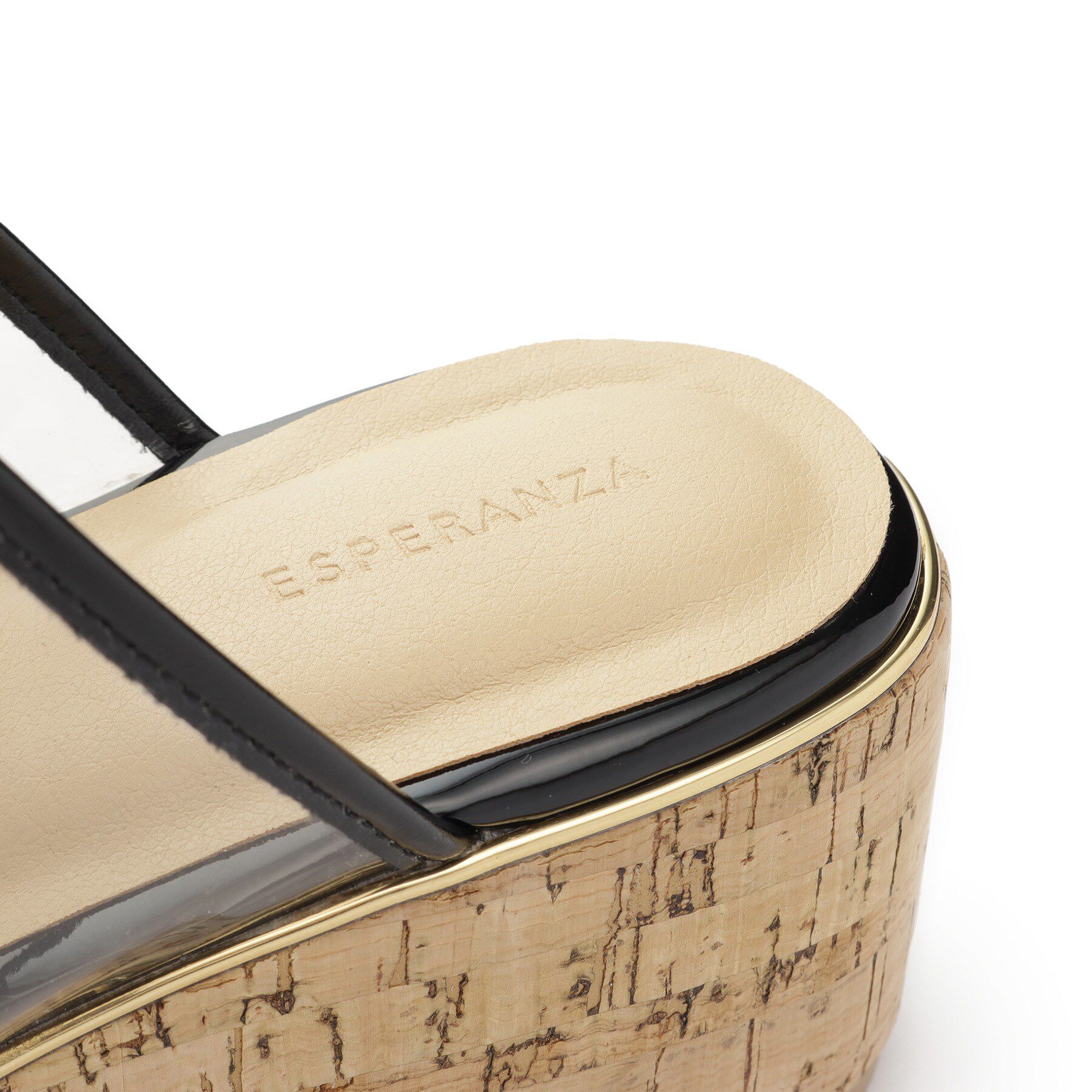 ESPERANZA「グリッター&times;クリアベルト 厚底コルクサンダル」|サンダル|