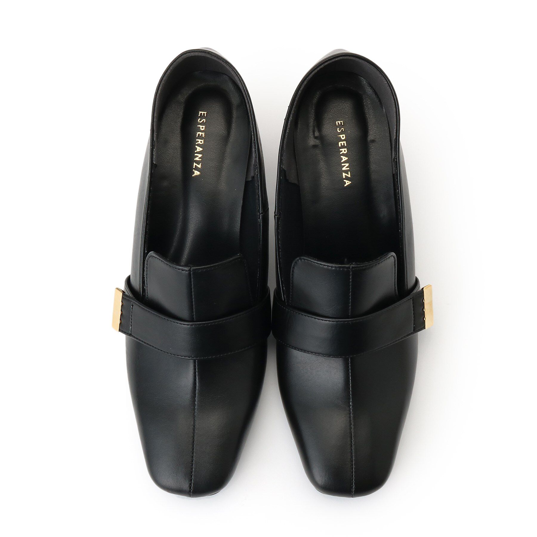 ESPERANZA「スクエアブロックヒールベルトローファー レイン対応」|パンプス|