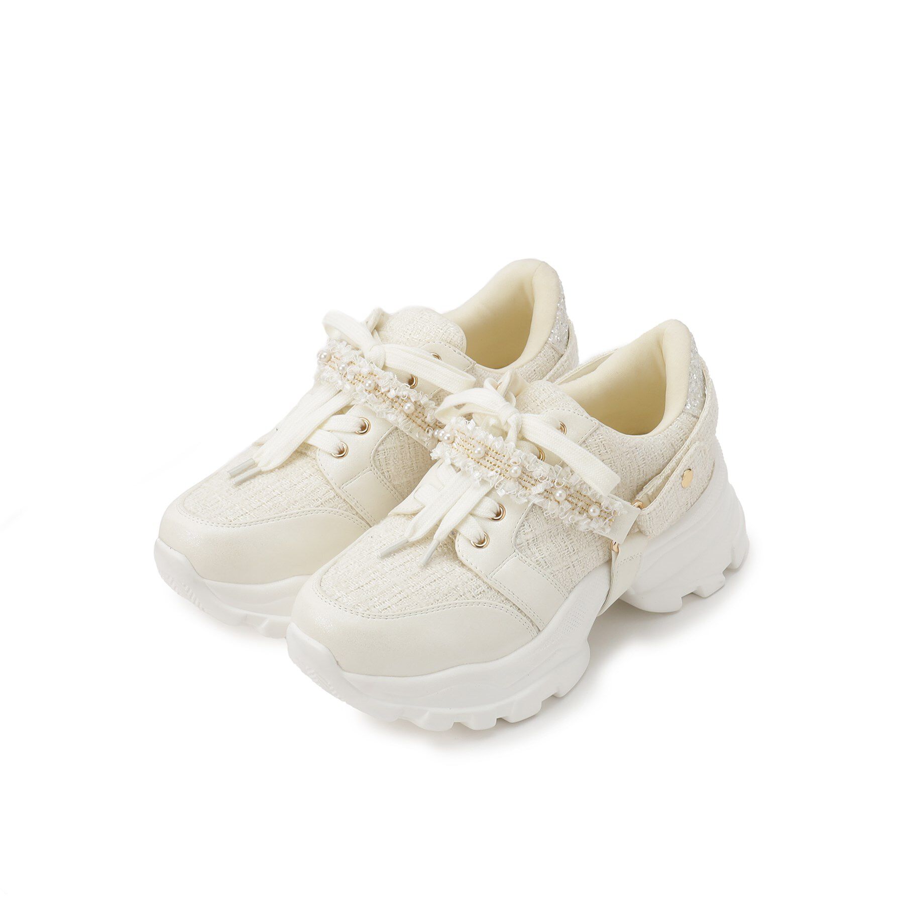 ESPERANZA「フリル&times;パール調ベルトツイードスニーカー」|スニーカー|