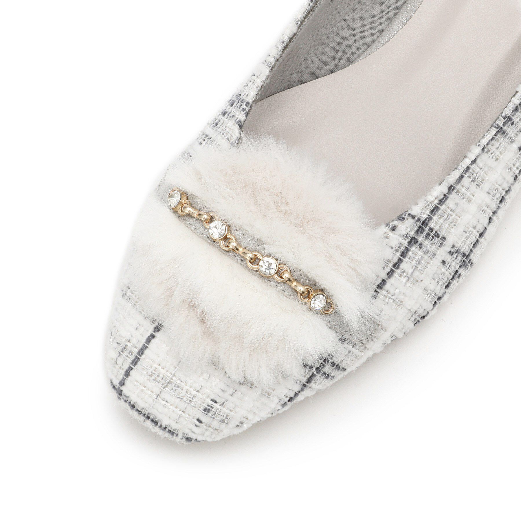 ESPERANZA「ビジューフェイクファーフラットパンプス」|パンプス|