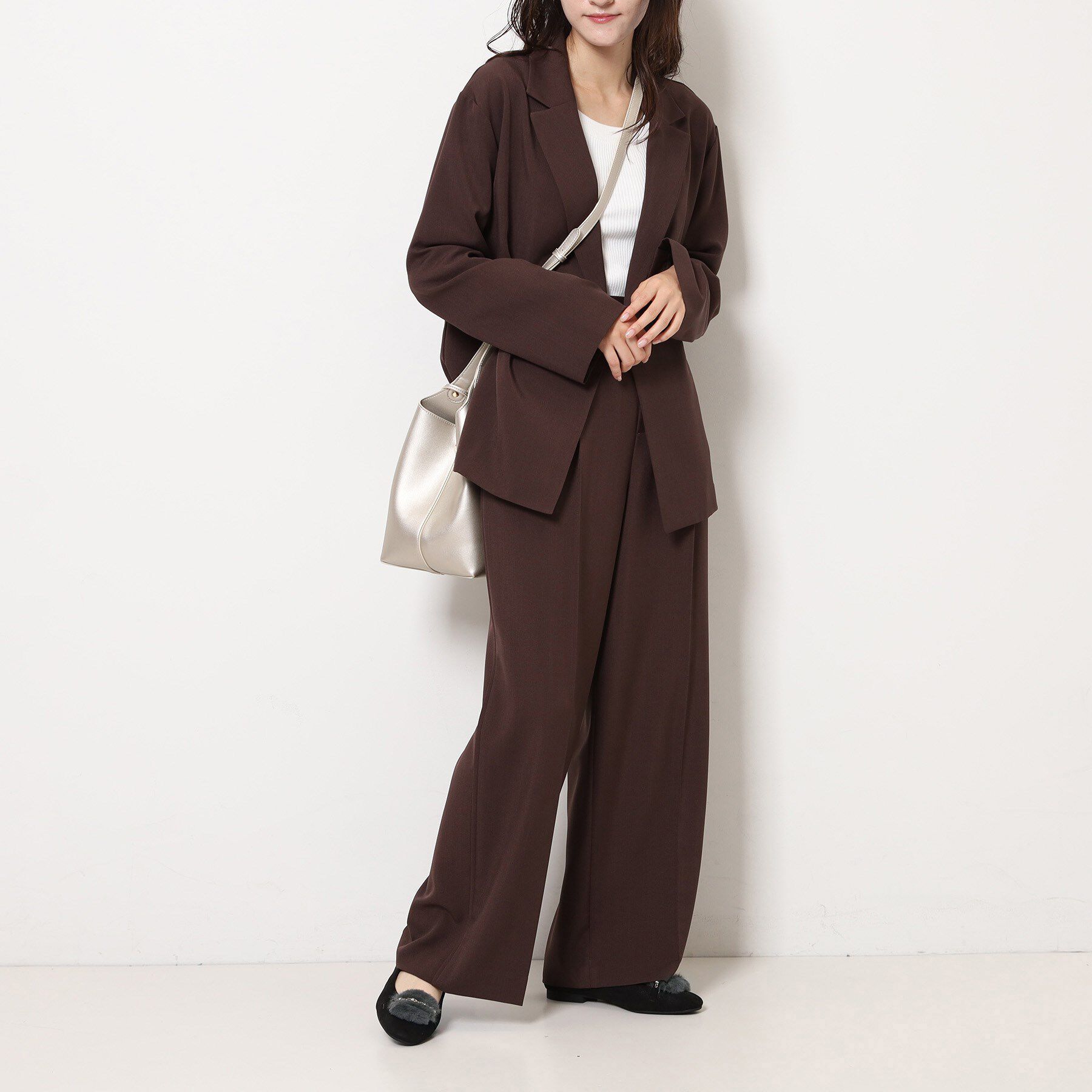 ESPERANZA「ビジューフェイクファーフラットパンプス」|パンプス|