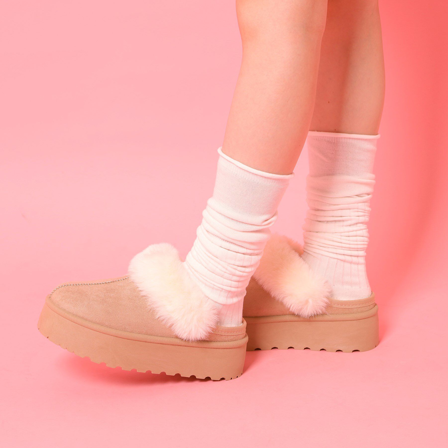 csT&P「厚底サボフェイクムートン」|サンダル|