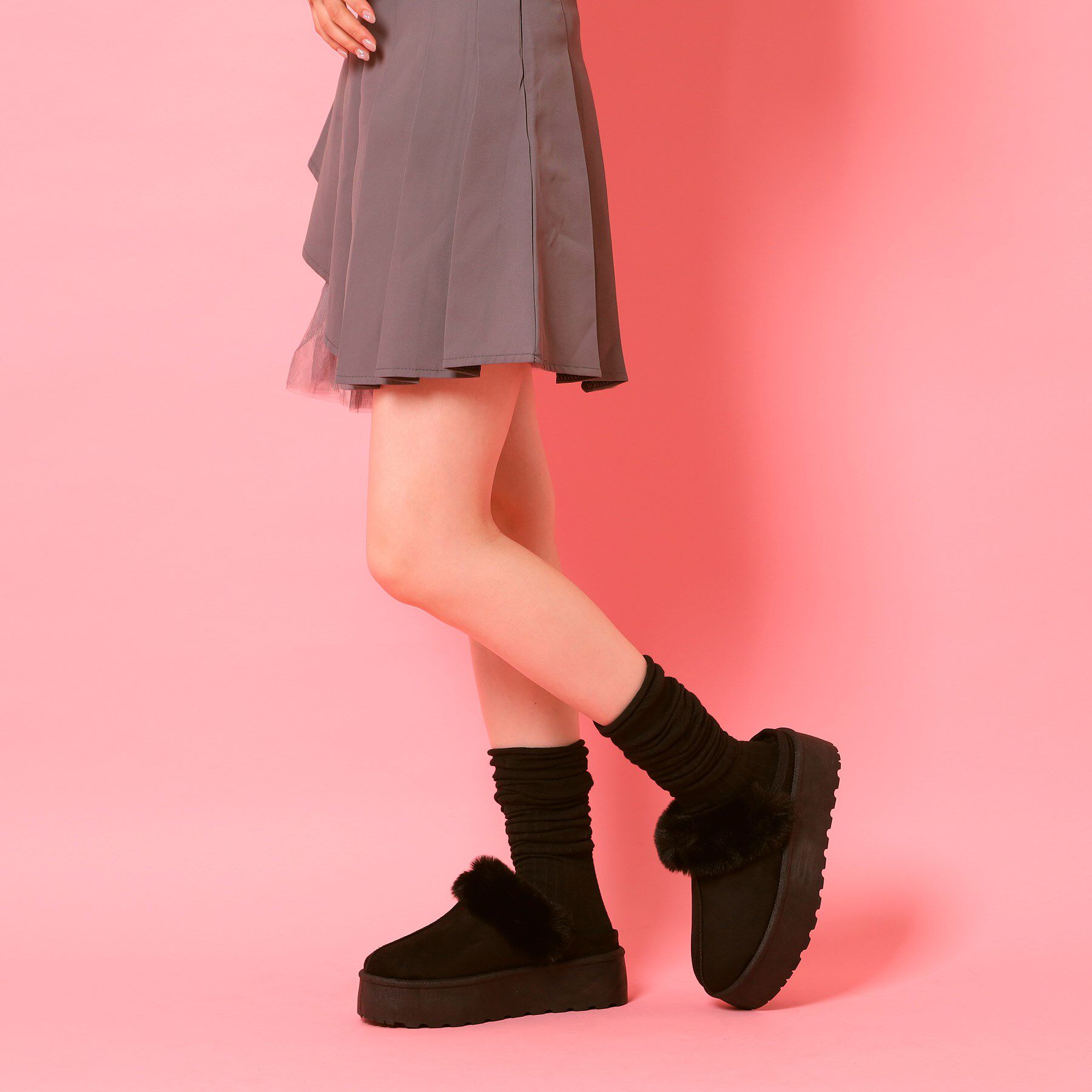 csT&P「厚底サボフェイクムートン」|サンダル|