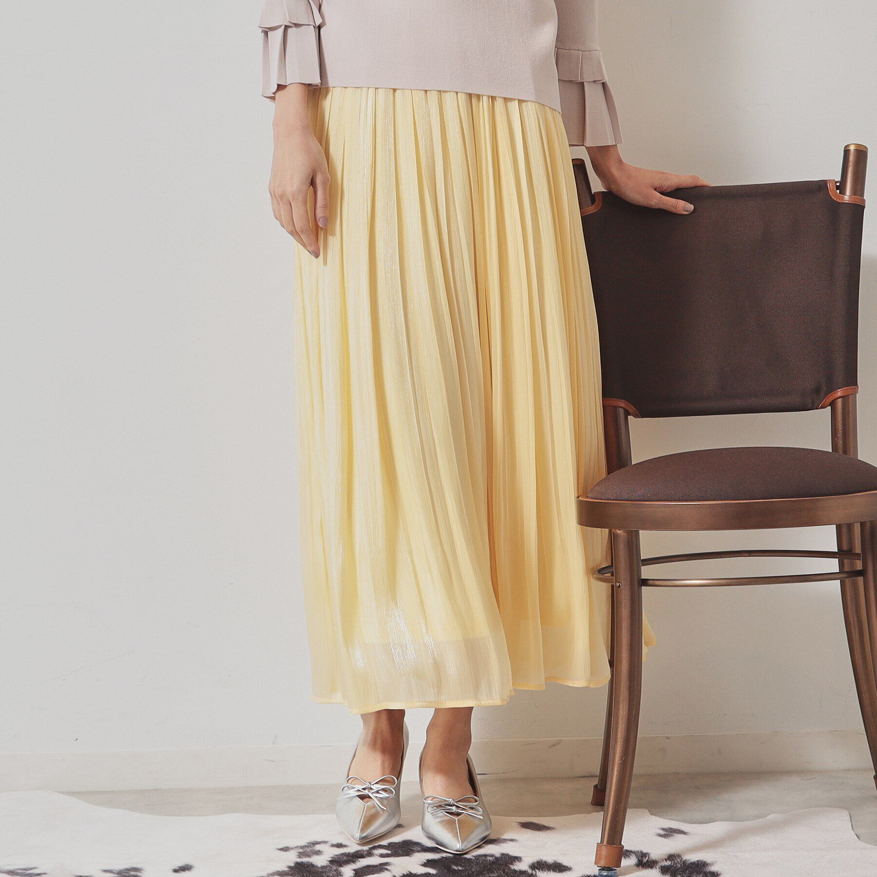 SunaUna「【春色／ウエストゴム】ロングプリーツスカート」|スカート|