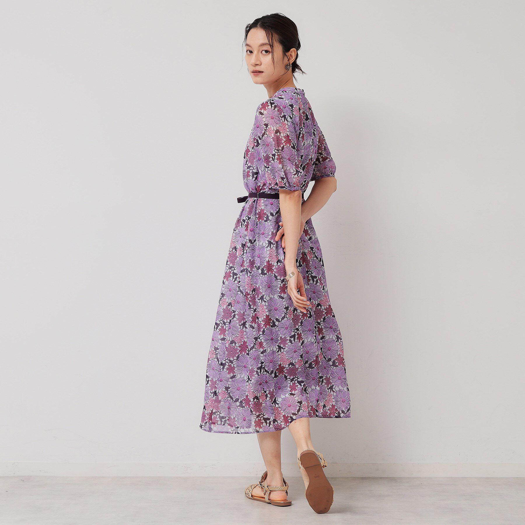 SunaUna「【完売間近／&yours project】レース柄プリーツワンピース」|ワンピース|