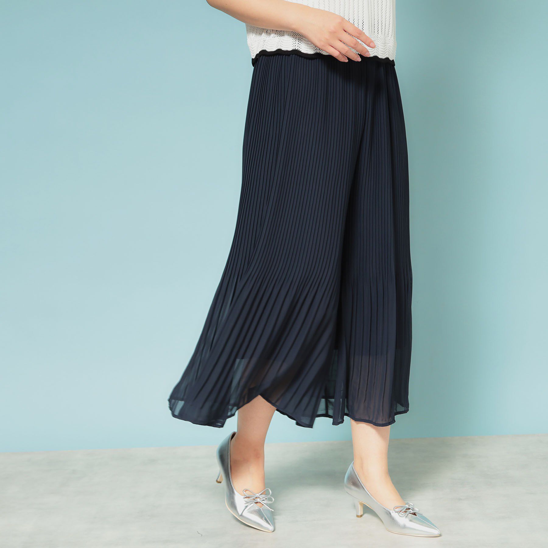 SunaUna「【洗える】リラクシープリーツパンツ」|その他|ネイビー(094)