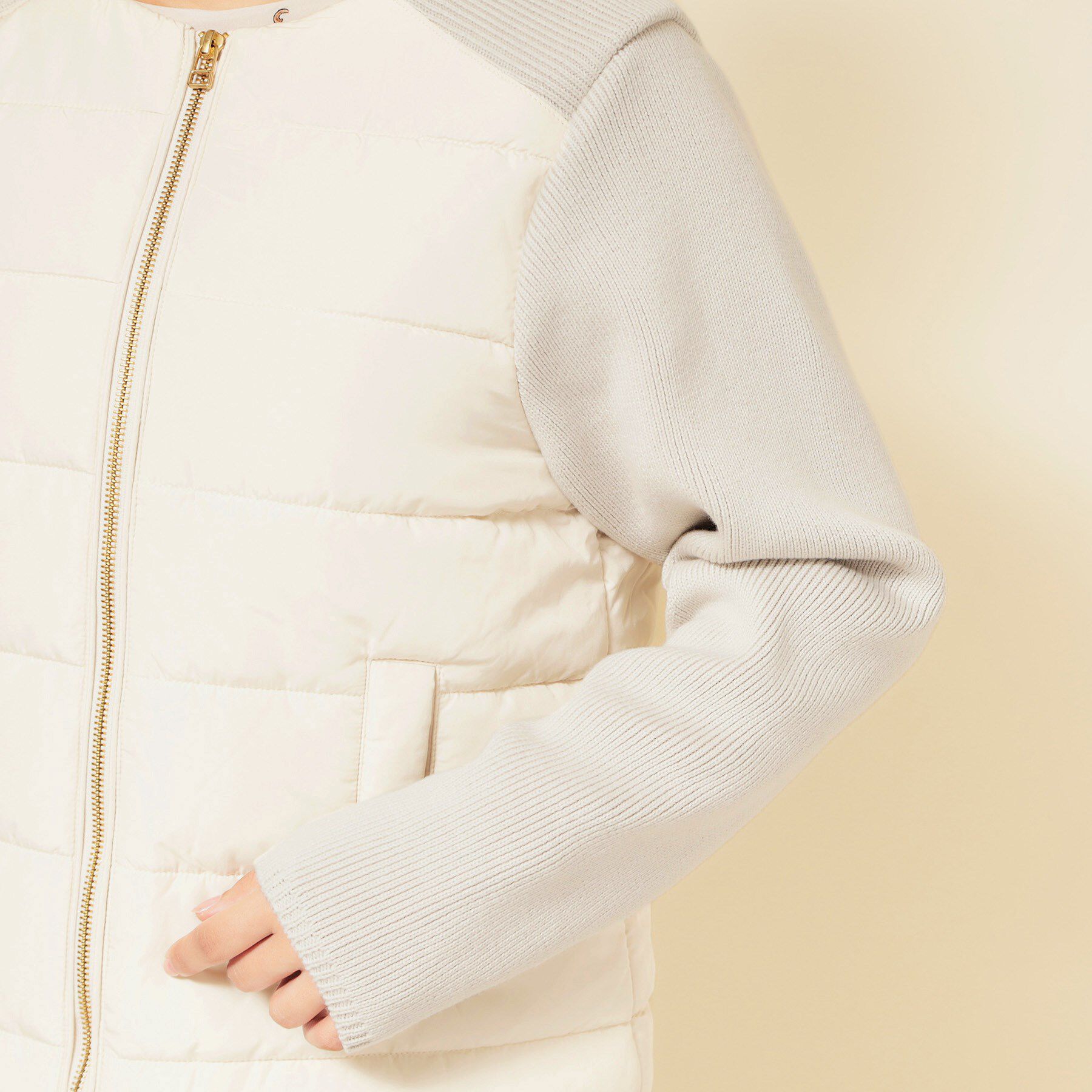 SunaUna「【中綿／キルト】ノーカラーブルゾン」|ノーカラージャケット|