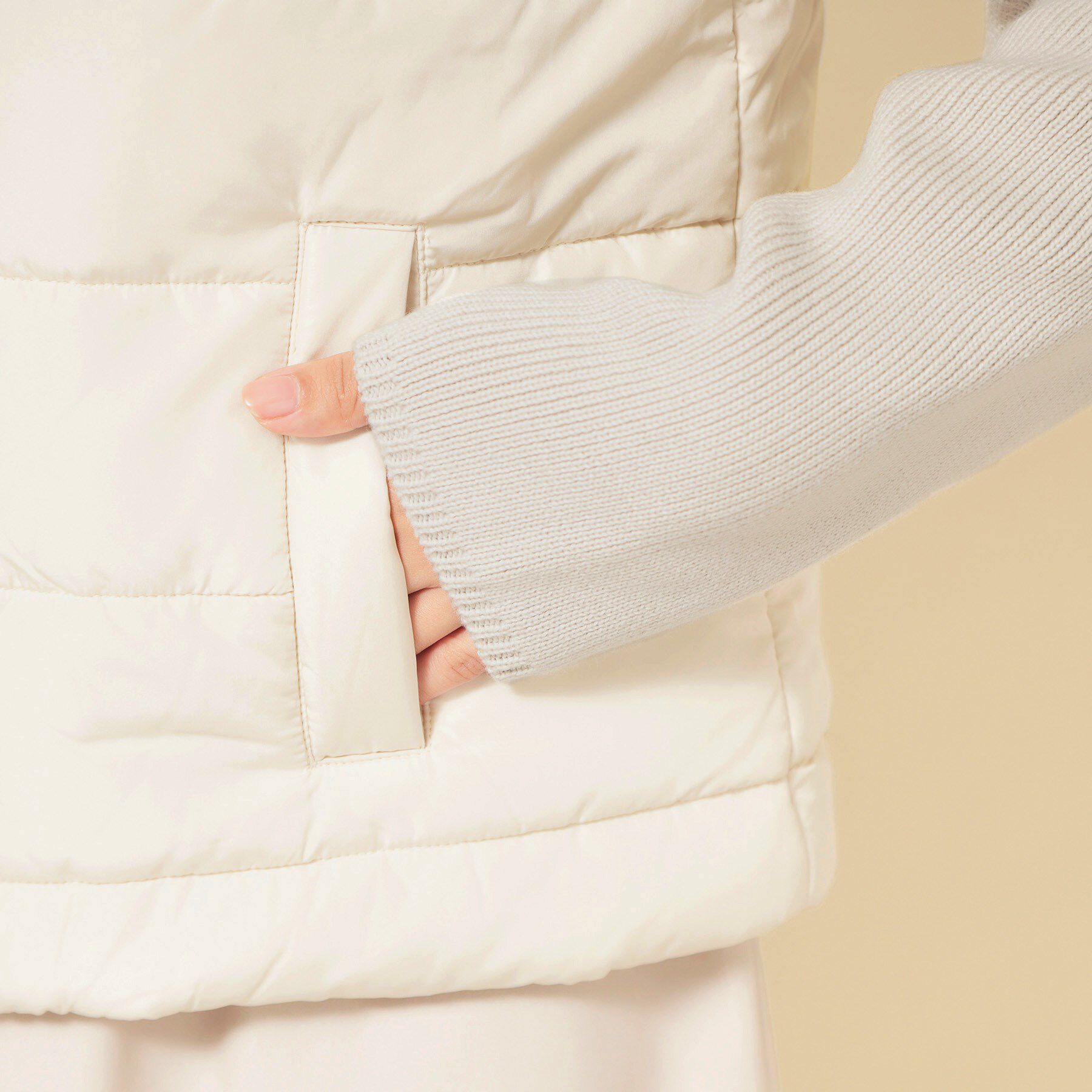 SunaUna「【中綿／キルト】ノーカラーブルゾン」|ノーカラージャケット|