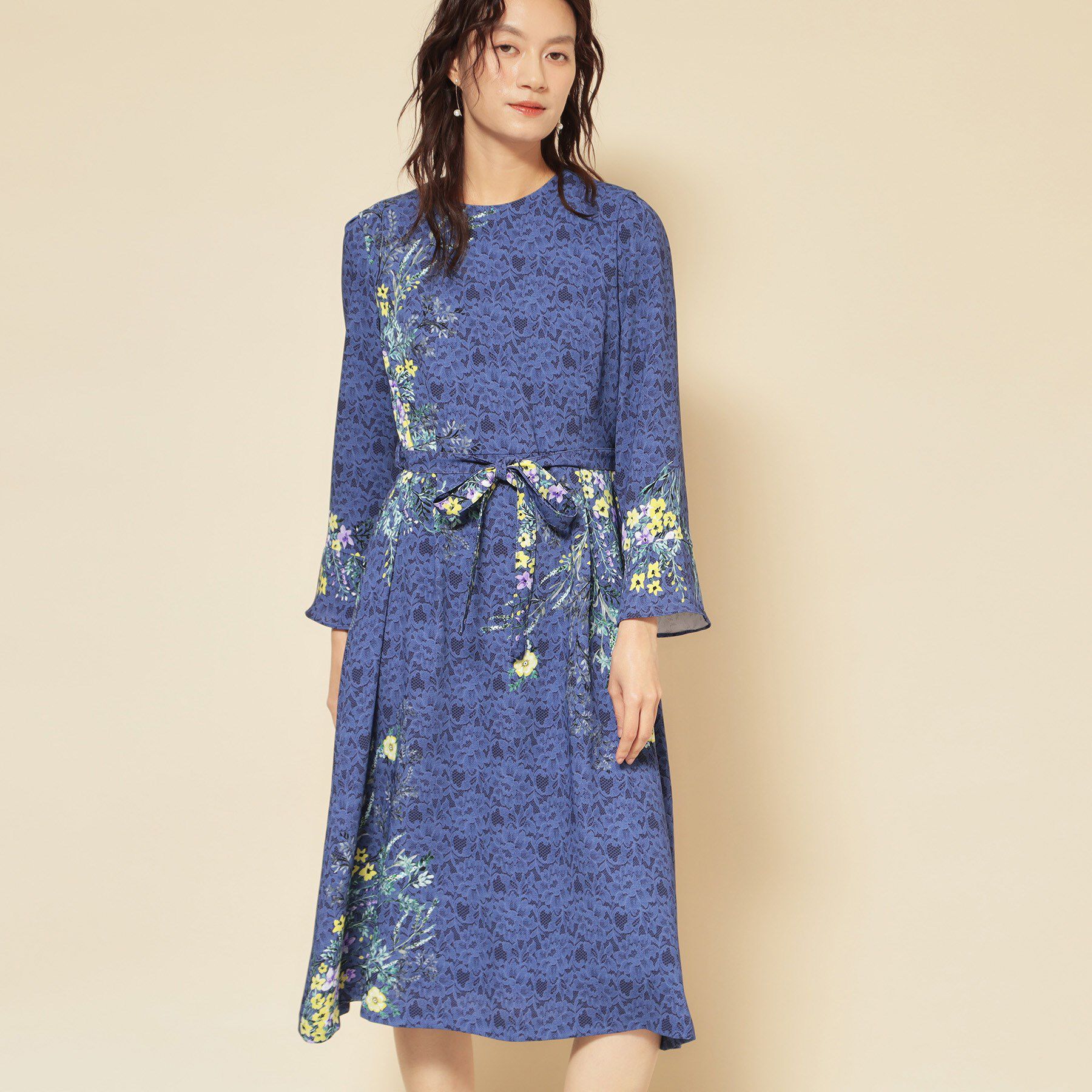 SunaUna「【co creation and yours／SS～L】レースプリント柄ワンピース」|ワンピース|