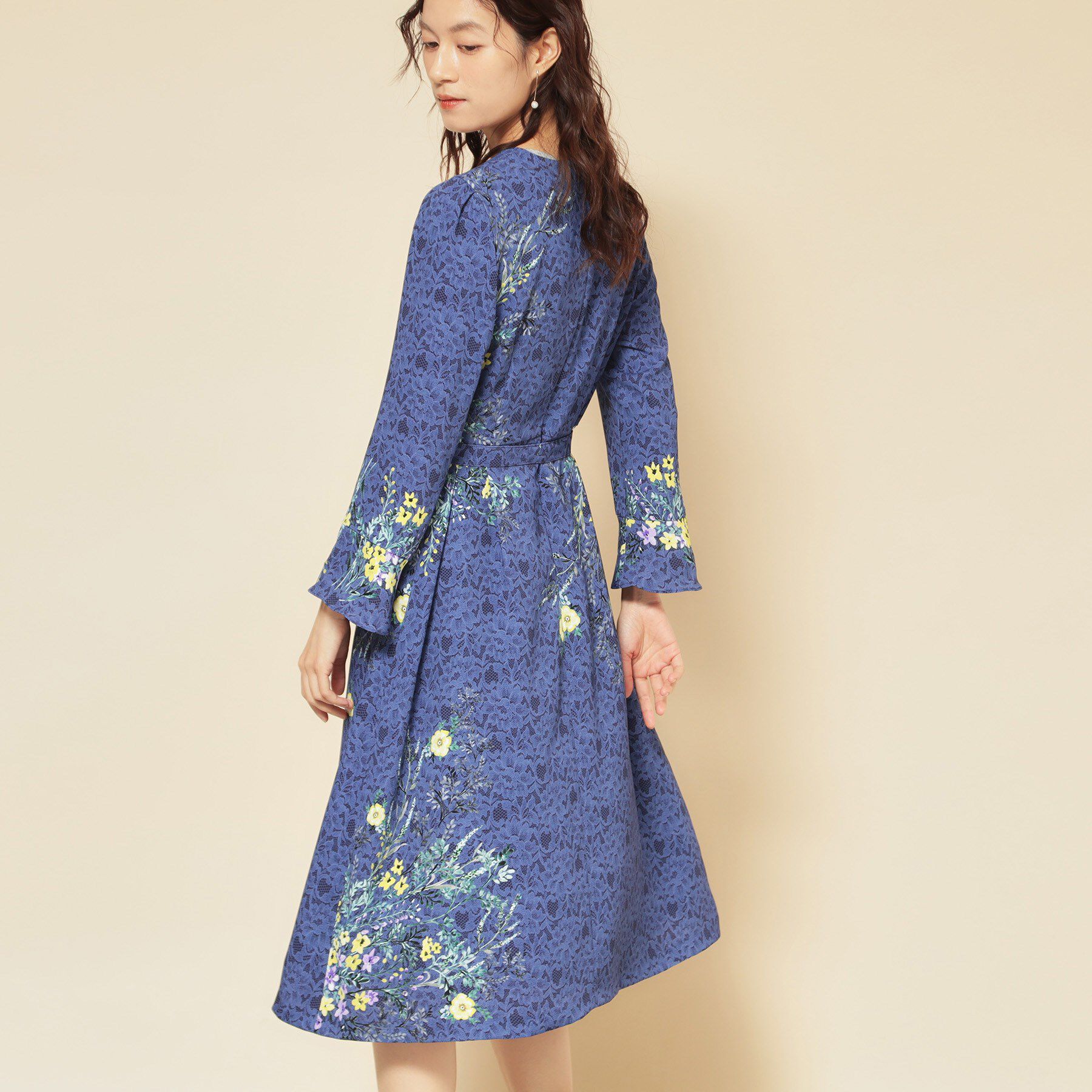 SunaUna「【co creation and yours／SS～L】レースプリント柄ワンピース」|ワンピース|ネイビー(194)