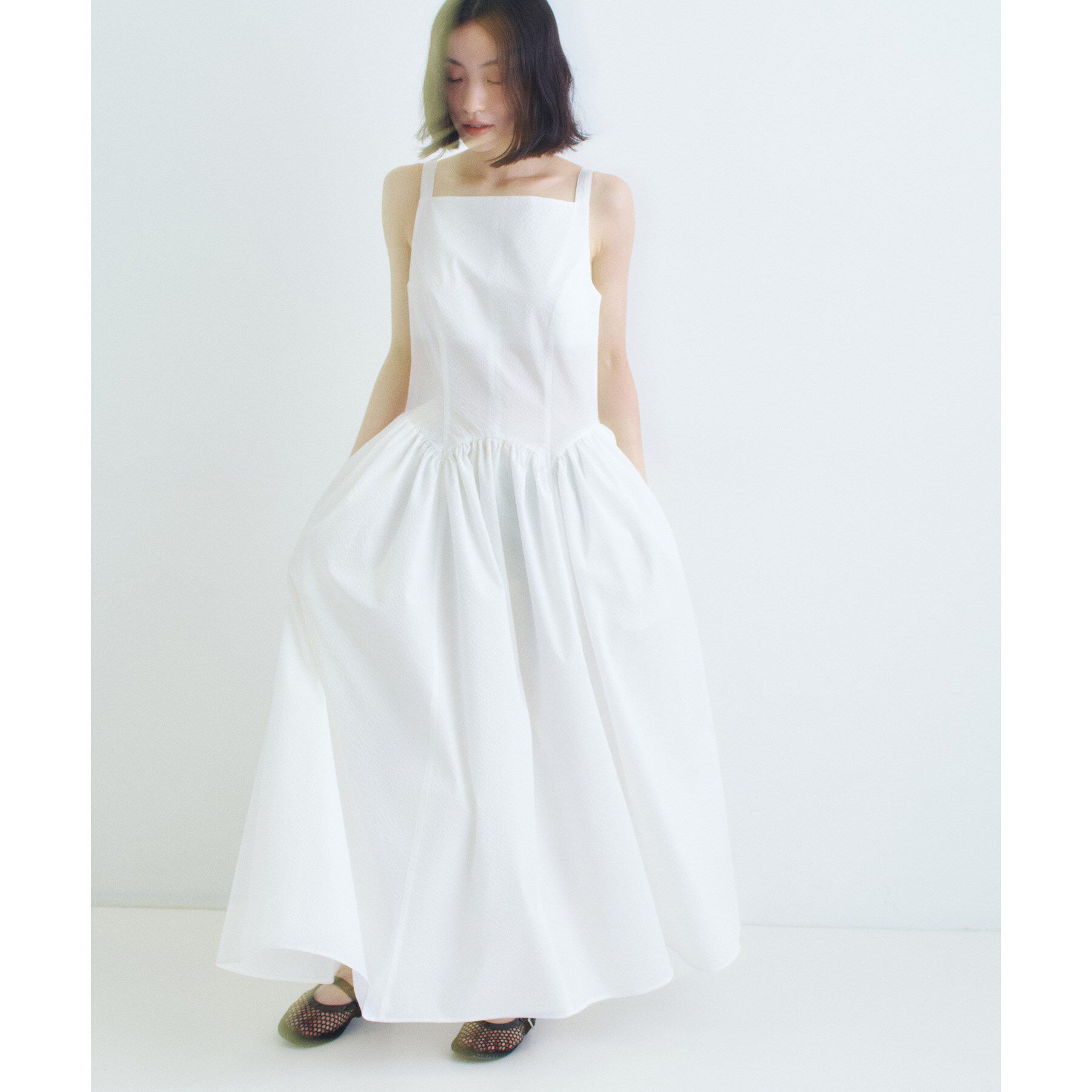 CODE A「gathers drama dress」|ワンピース|ホワイト(001)