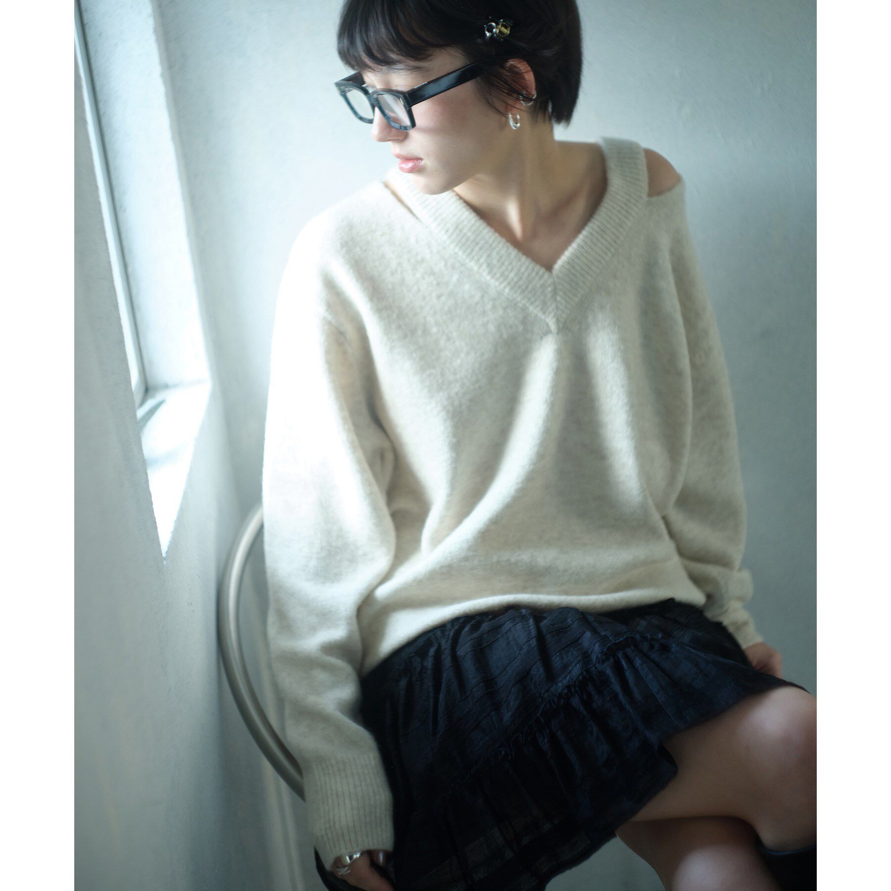 CODE A「M cloudy over V pullover」|ニット・セーター|オフホワイト(003