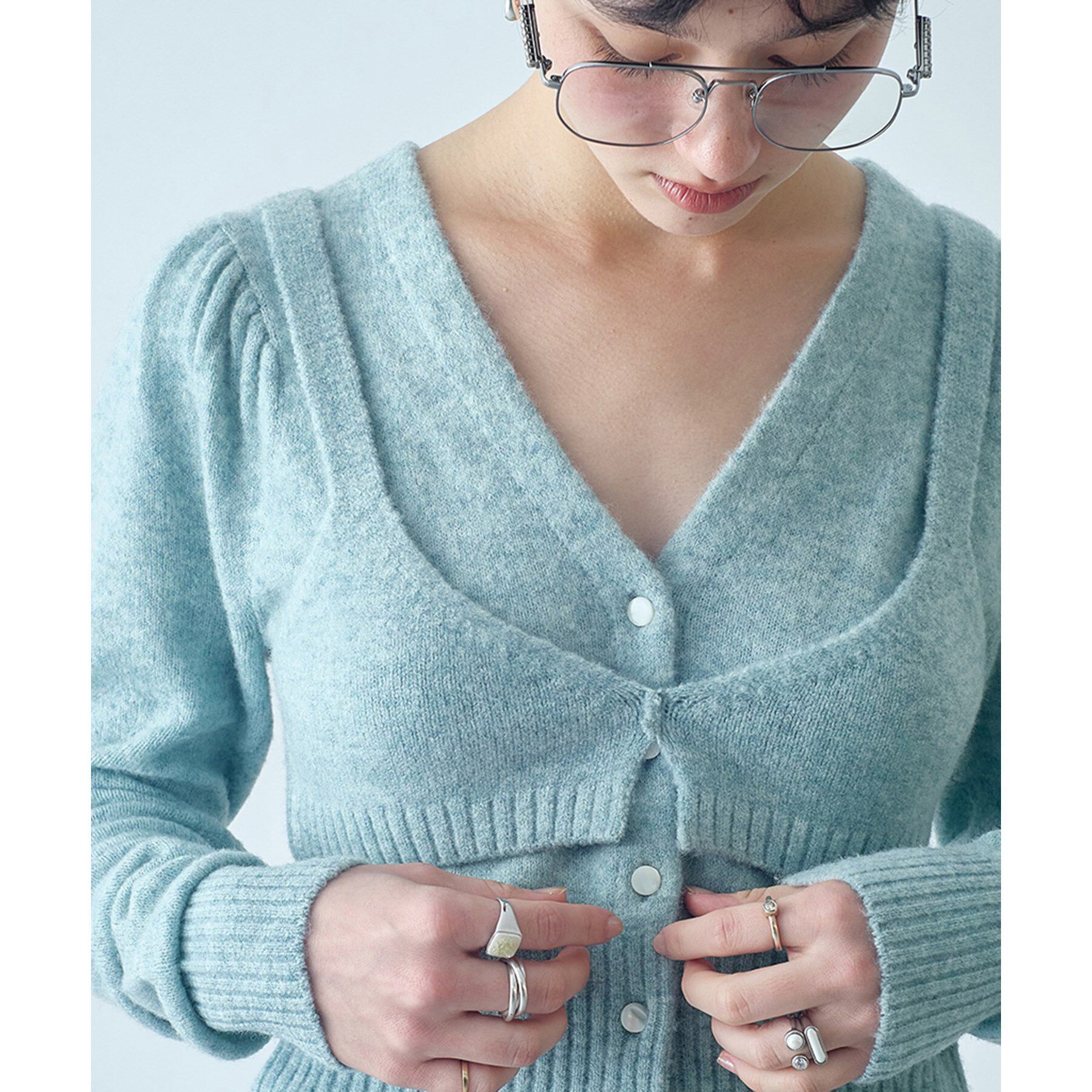 CODE A「M cloudy bra tops」|ニット・セーター|ブルー(091)