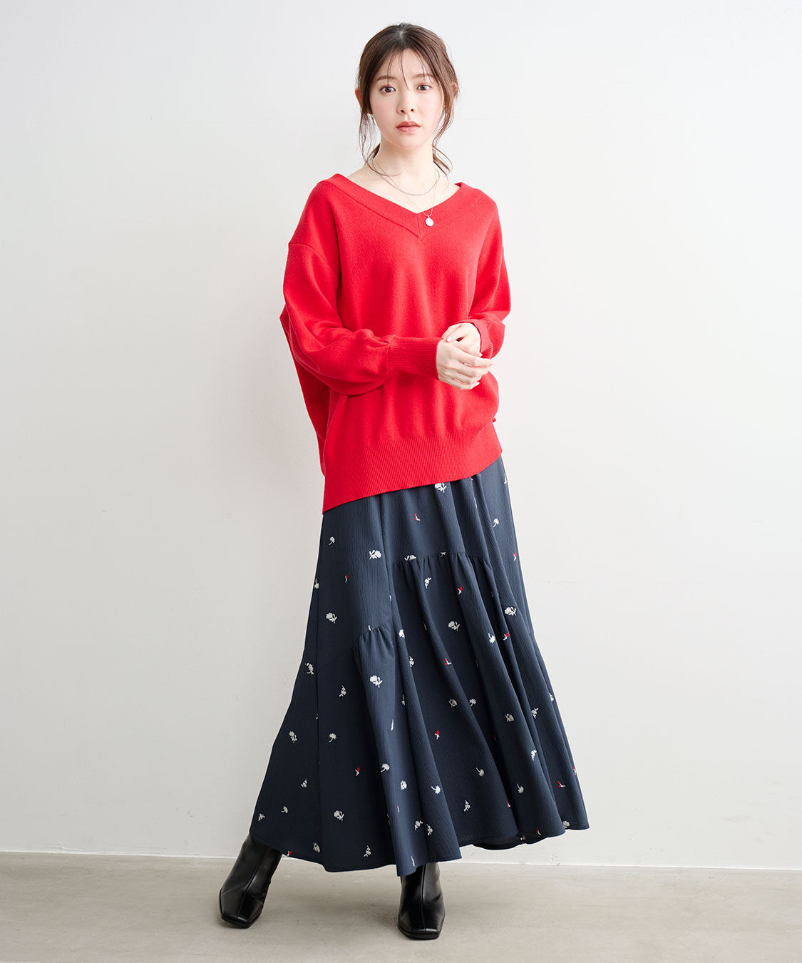 COCO DEAL「フラワー/スター刺繍ティアードスカート」|スカート|