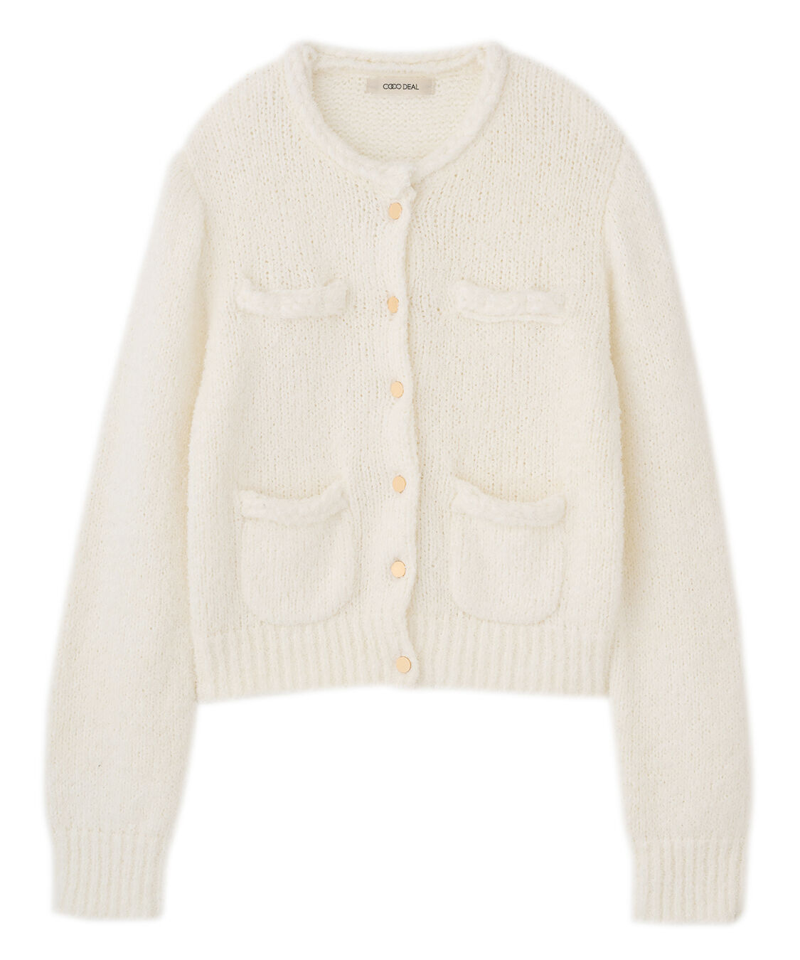 COCO DEAL「トリミングフェザーカーディガン」|ニット・セーター|オフ