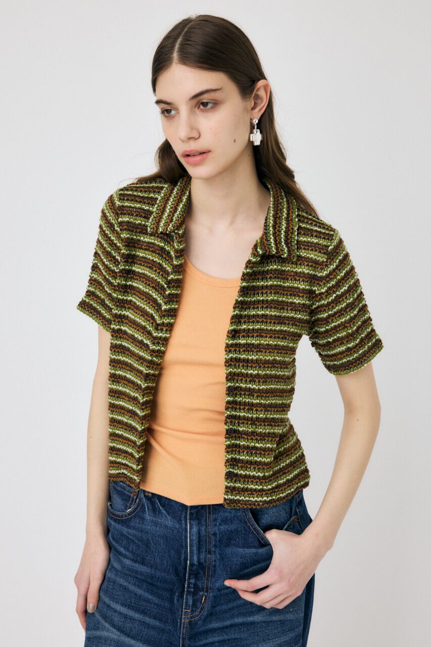 MOUSSY「MIX COLOR CROCHET シャツ」|シャツ・ブラウス|