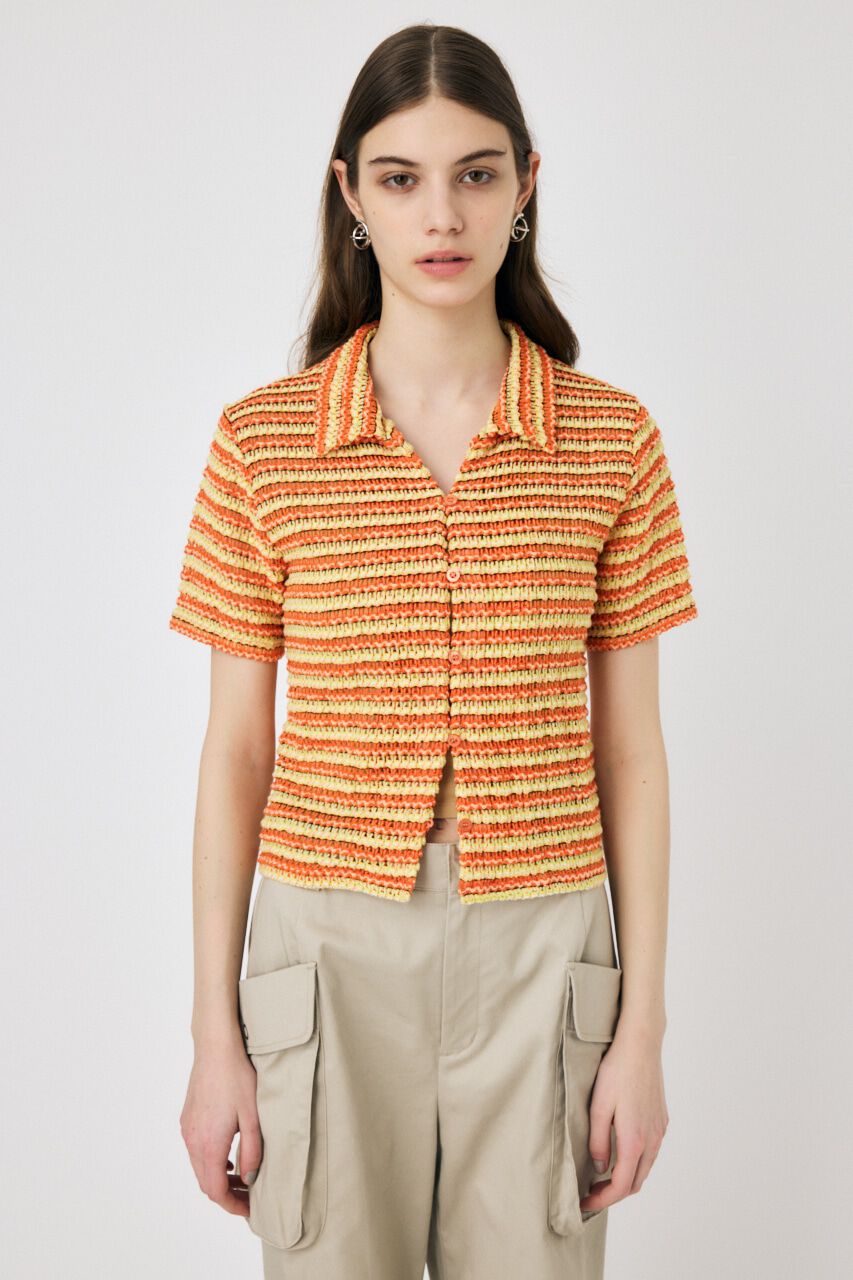 MOUSSY「MIX COLOR CROCHET シャツ」|シャツ・ブラウス|