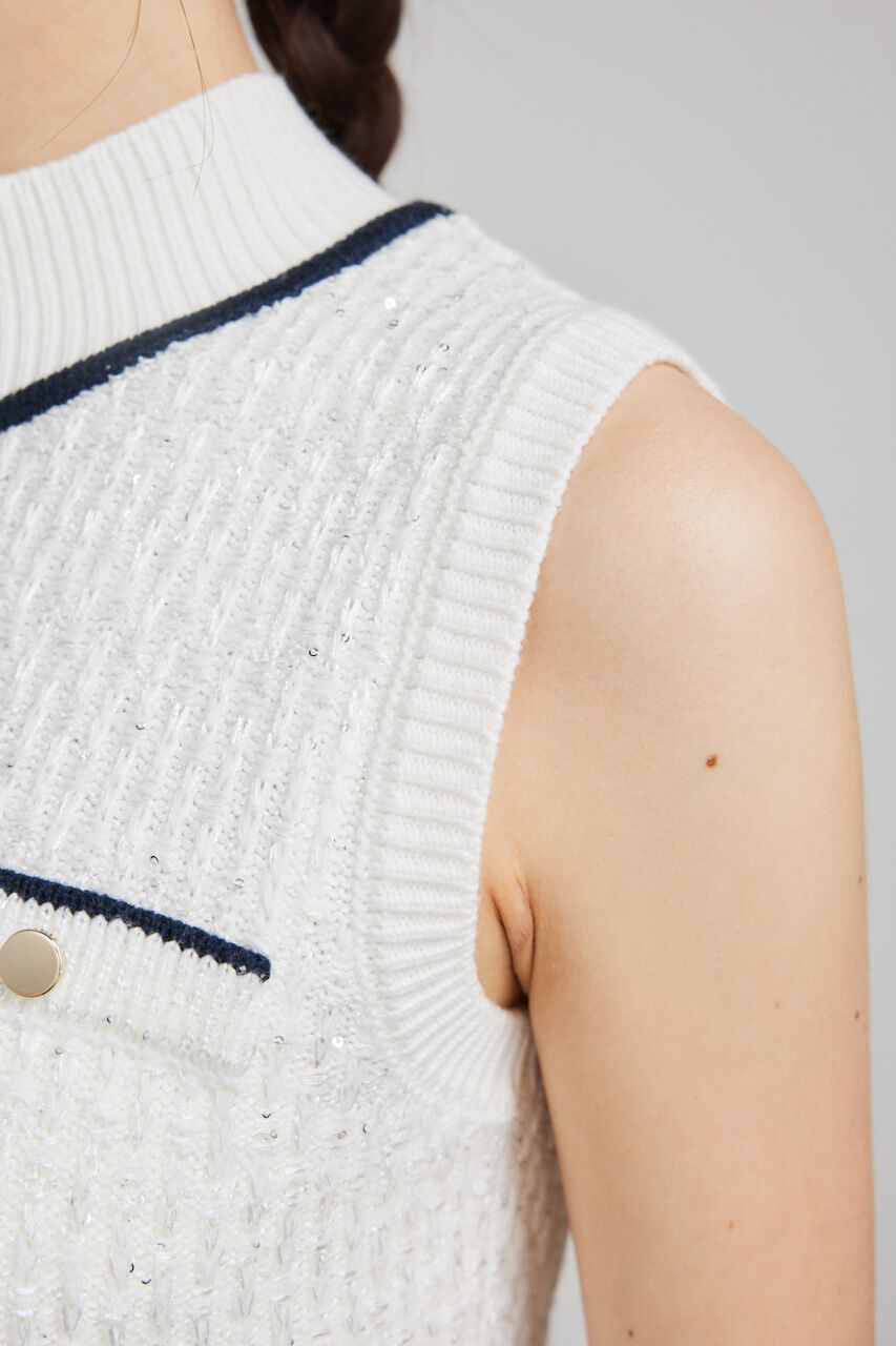 rienda「シャイニーツイードモックネックニットOP」|ワンピース|