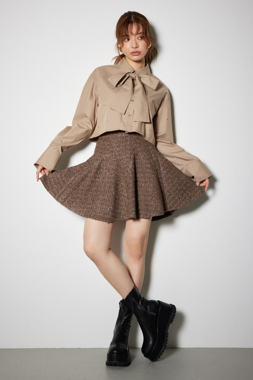 rienda「ボリュームフリルラメツイードスコットショートパンツ」|その他|