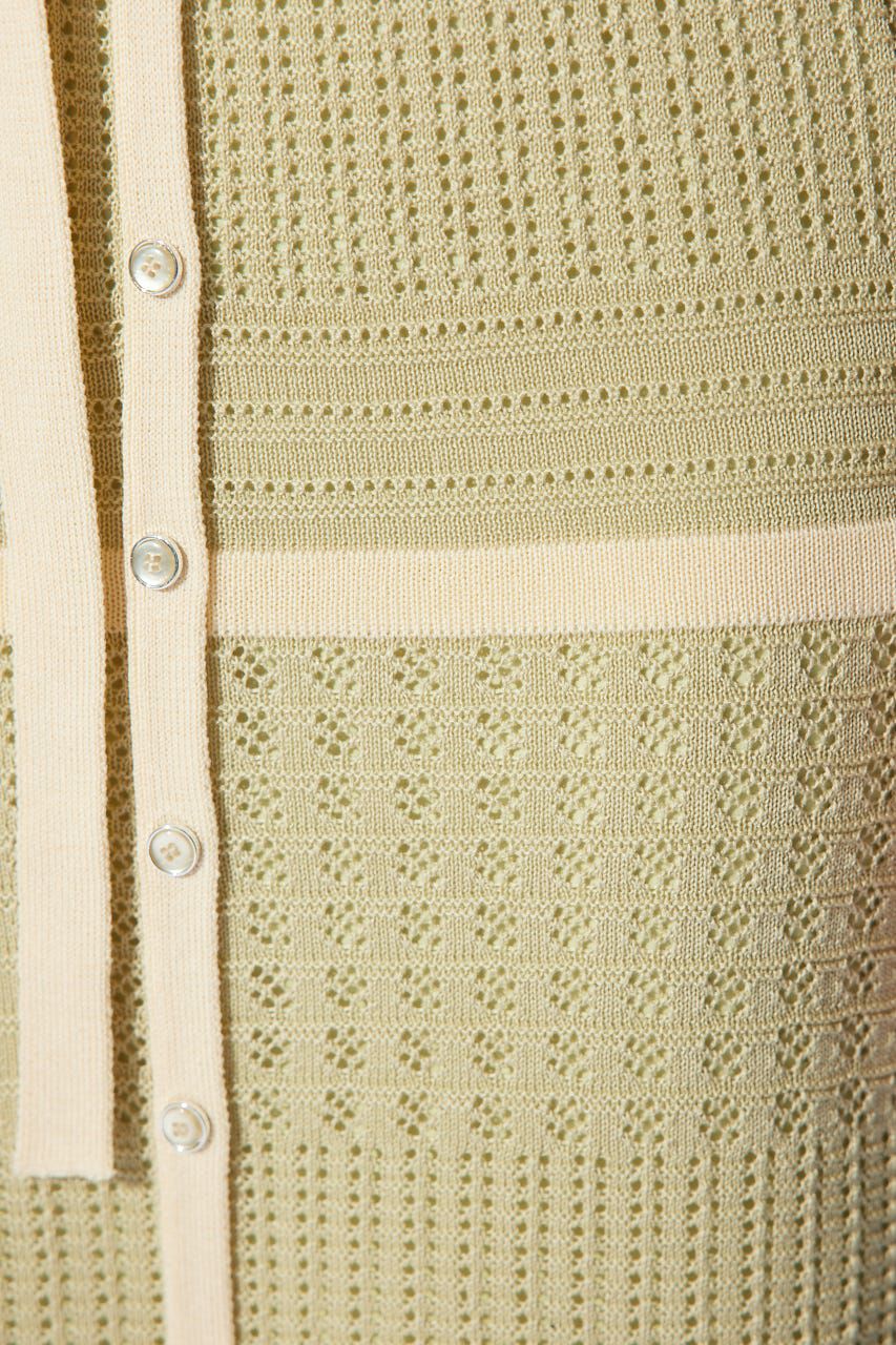 rienda「2WAYフリンジライン配色クロシェニットワンピース」|ワンピース|