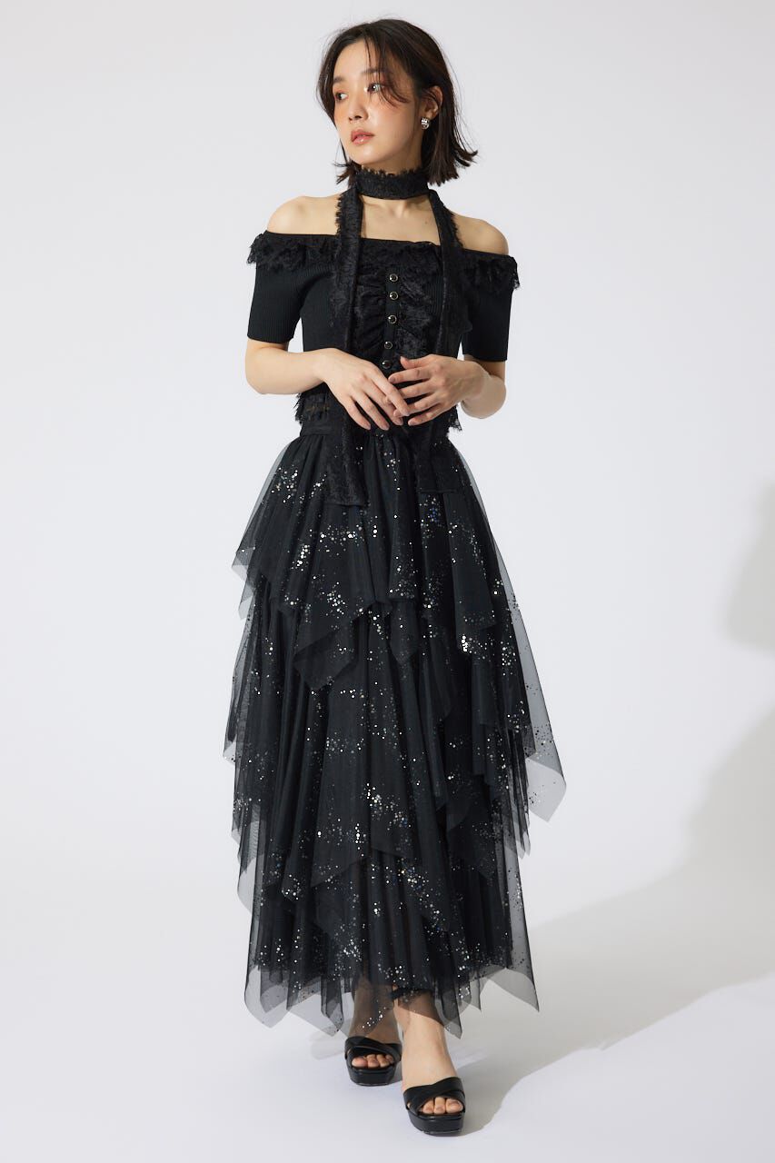 rienda「レースコンビリブニットトップス」|ニット・セーター|