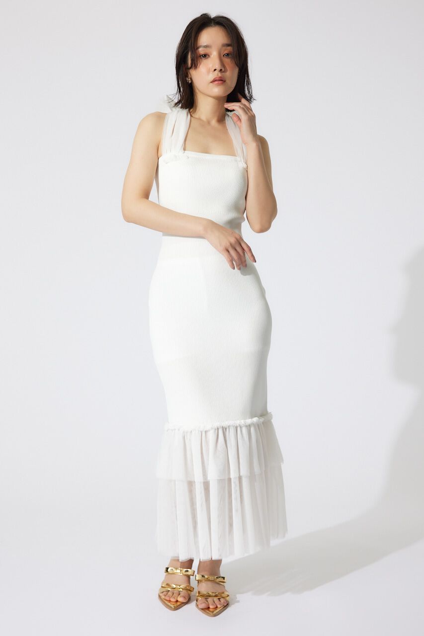 rienda「チュールレイヤードホルターニットワンピース」|ワンピース|